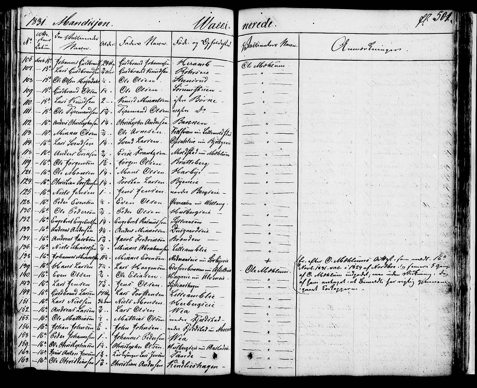 Ringsaker prestekontor, SAH/PREST-014/K/Ka/L0007: Parish register (official) no. 7B, 1826-1837, p. 501