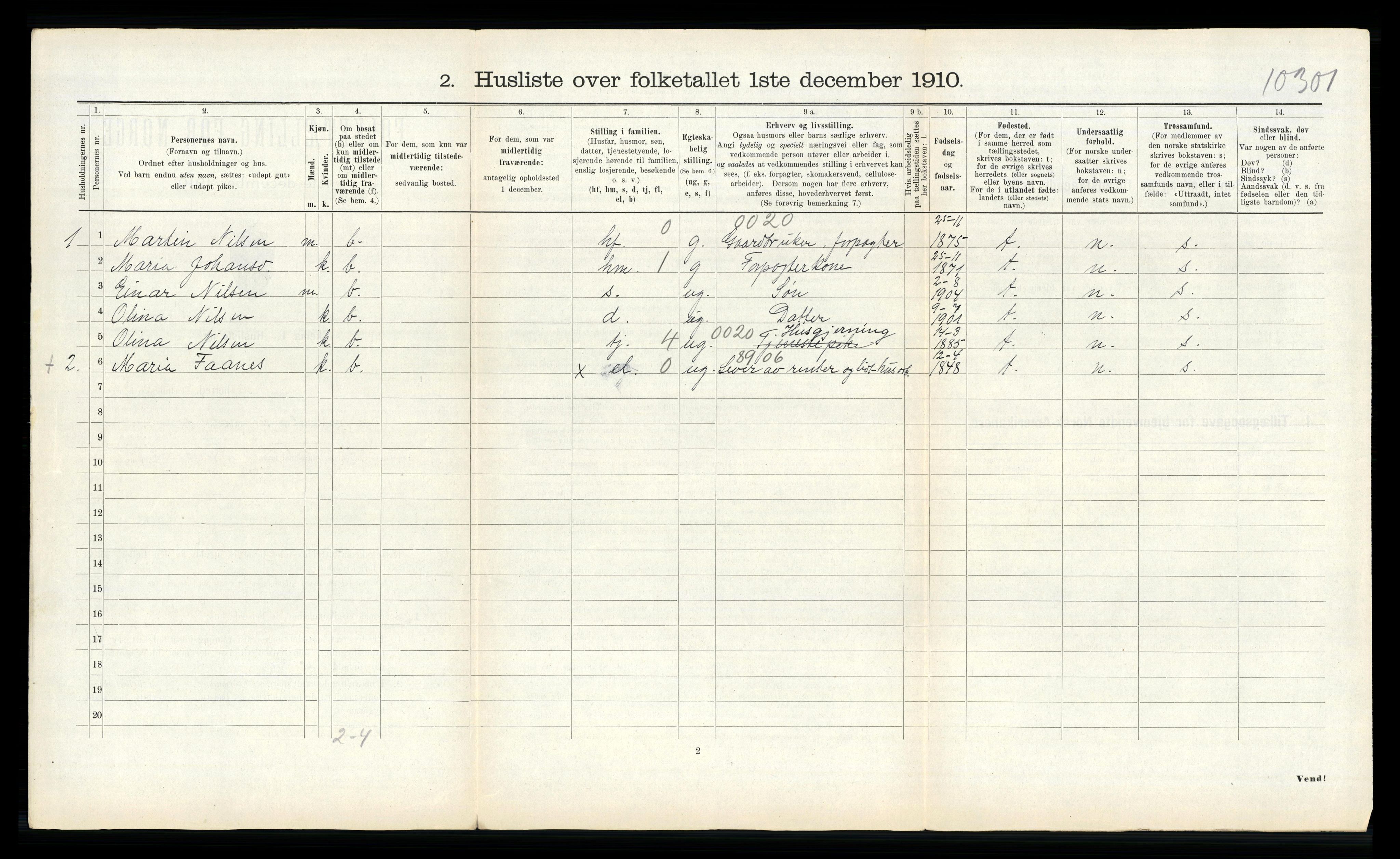 RA, 1910 census for Frosta, 1910, p. 706