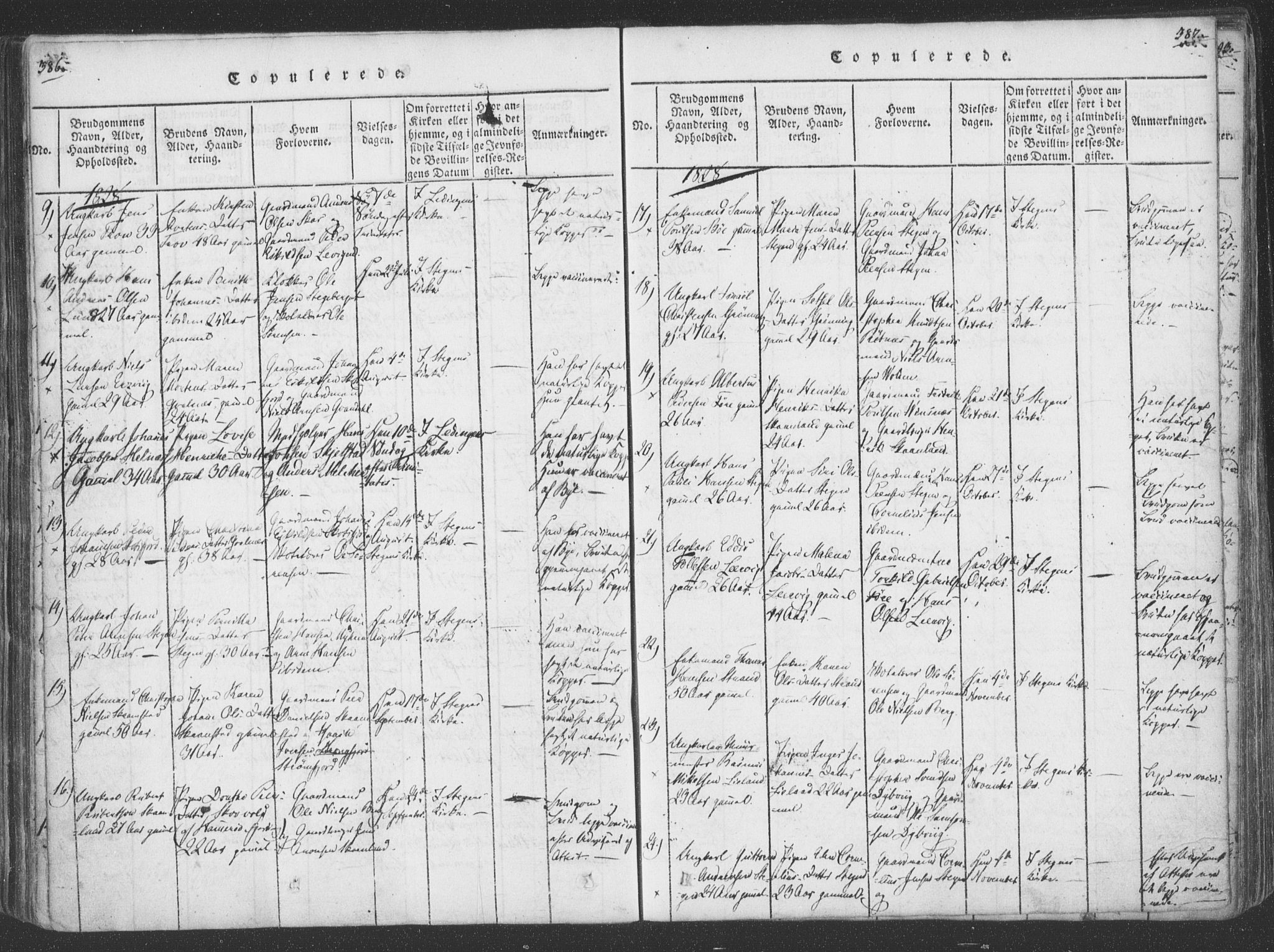 Ministerialprotokoller, klokkerbøker og fødselsregistre - Nordland, SAT/A-1459/855/L0798: Parish register (official) no. 855A06, 1821-1835, p. 386-387