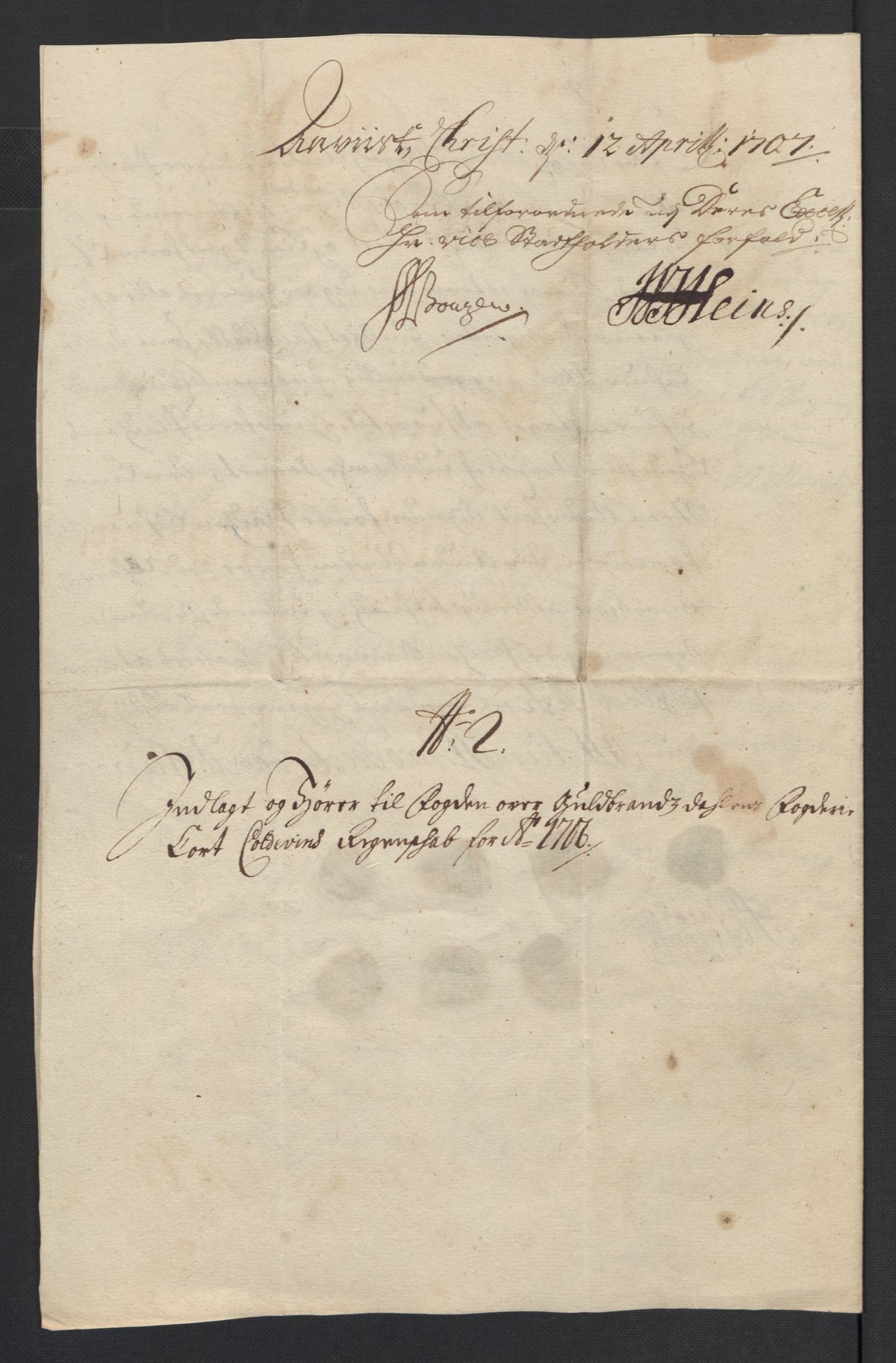 Rentekammeret inntil 1814, Reviderte regnskaper, Fogderegnskap, AV/RA-EA-4092/R17/L1178: Fogderegnskap Gudbrandsdal, 1705-1707, p. 172