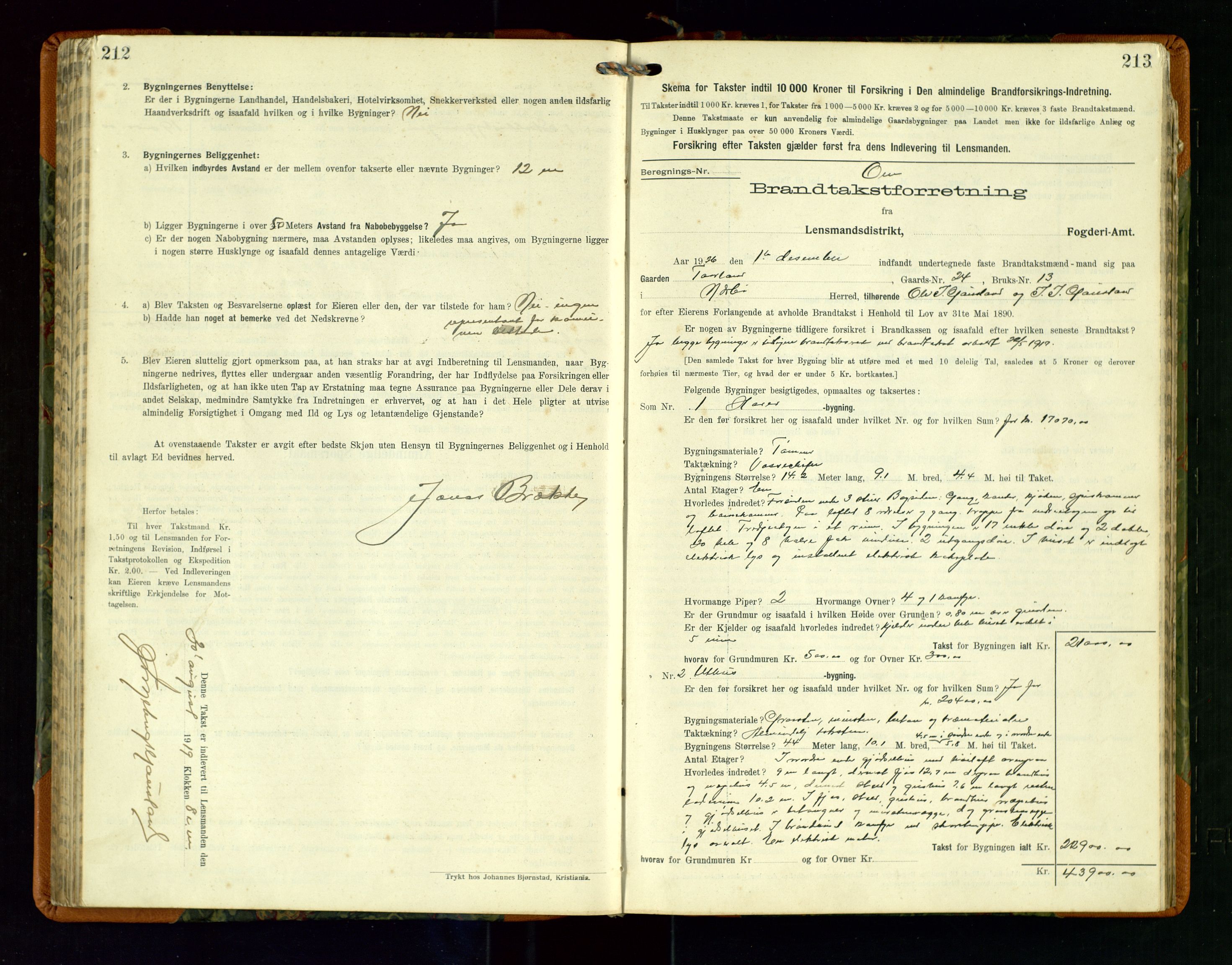 Hå lensmannskontor, AV/SAST-A-100456/Goa/L0004: Takstprotokoll (skjema), 1911-1926, p. 212-213