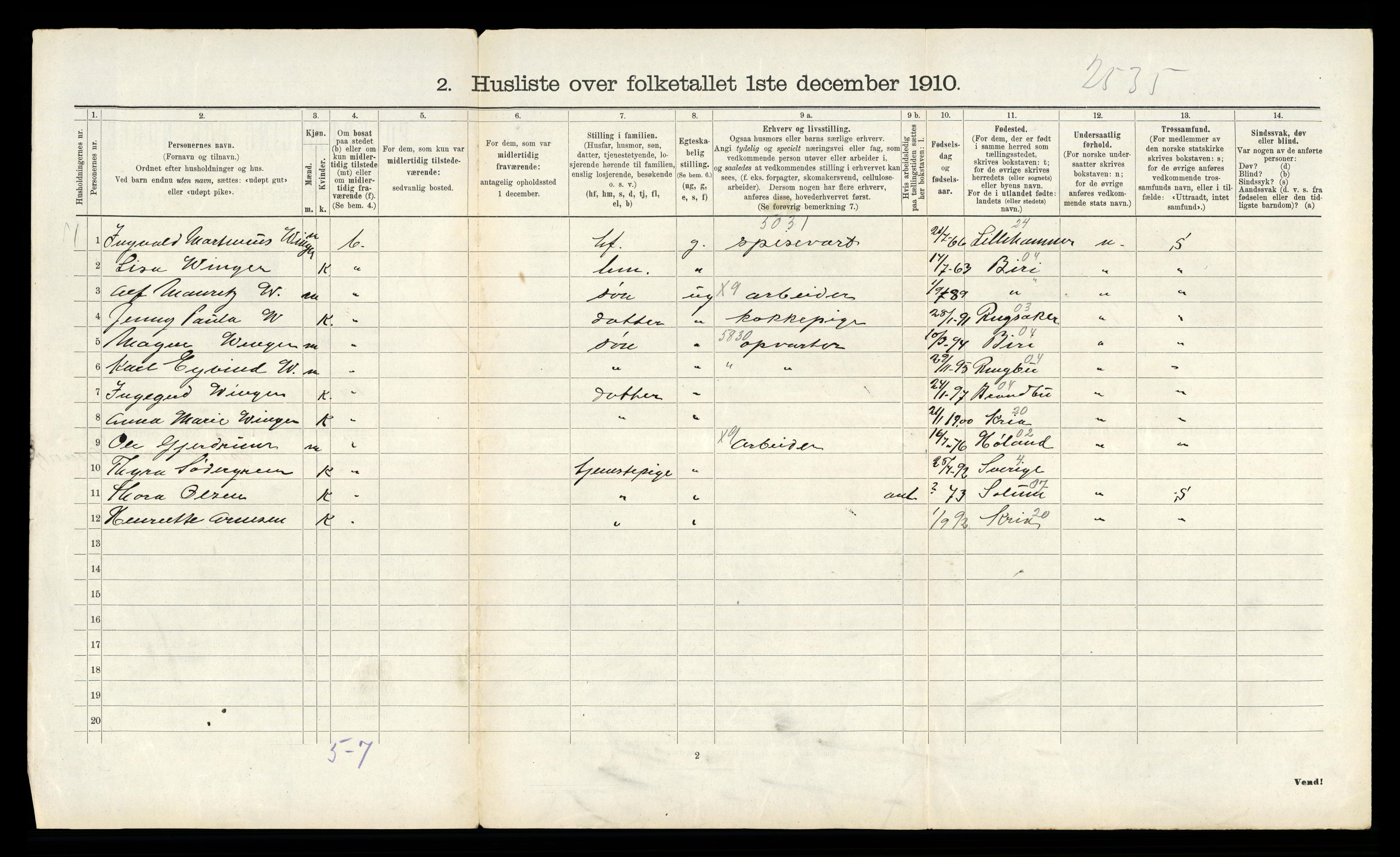 RA, 1910 census for Tinn, 1910, p. 1208