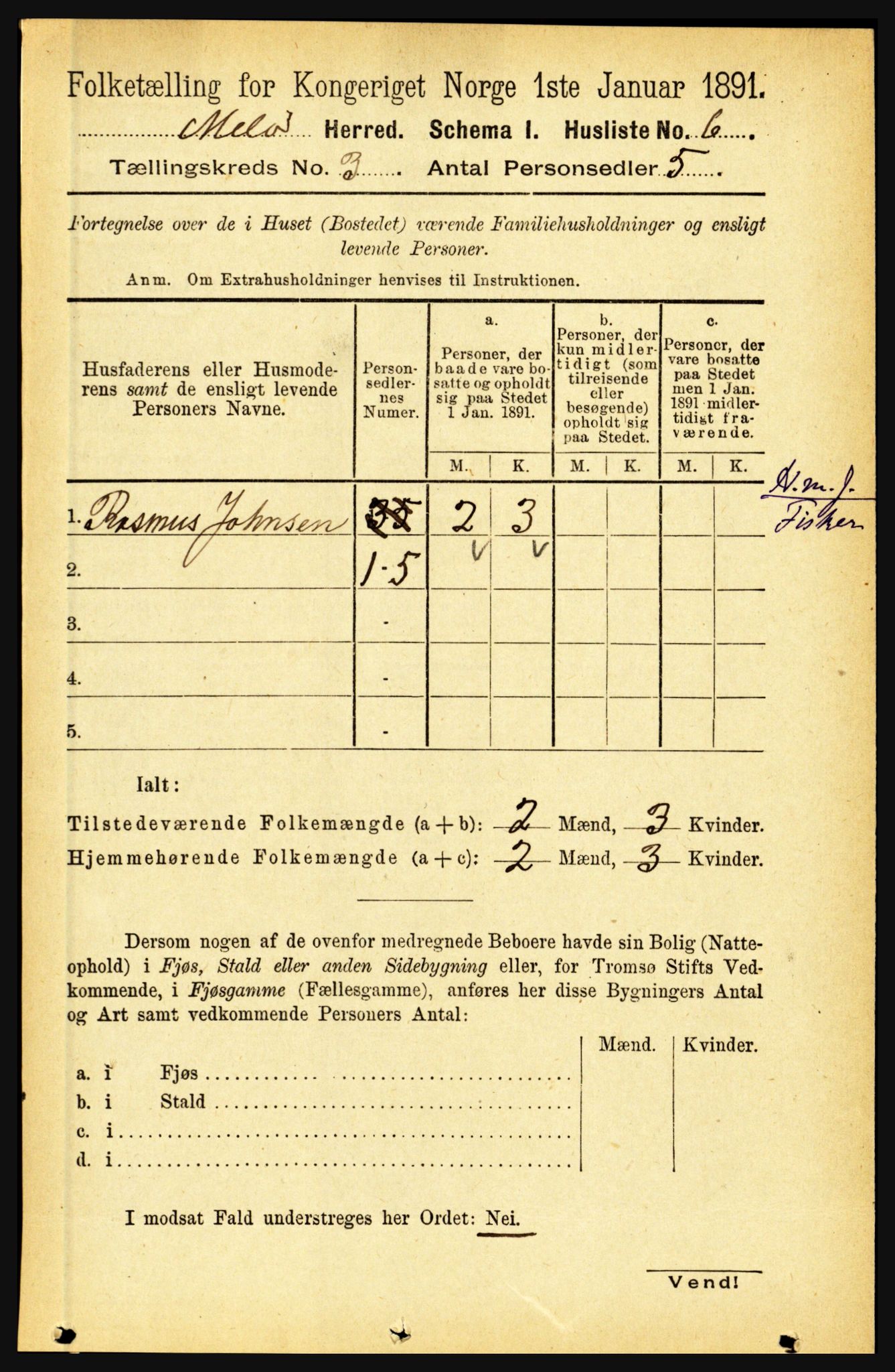 RA, 1891 census for 1837 Meløy, 1891, p. 851