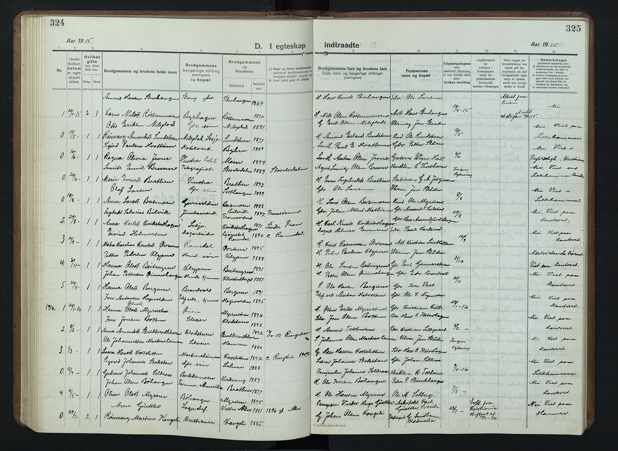 Nord-Fron prestekontor, SAH/PREST-080/H/Ha/Hab/L0007: Parish register (copy) no. 7, 1915-1946, p. 324-325