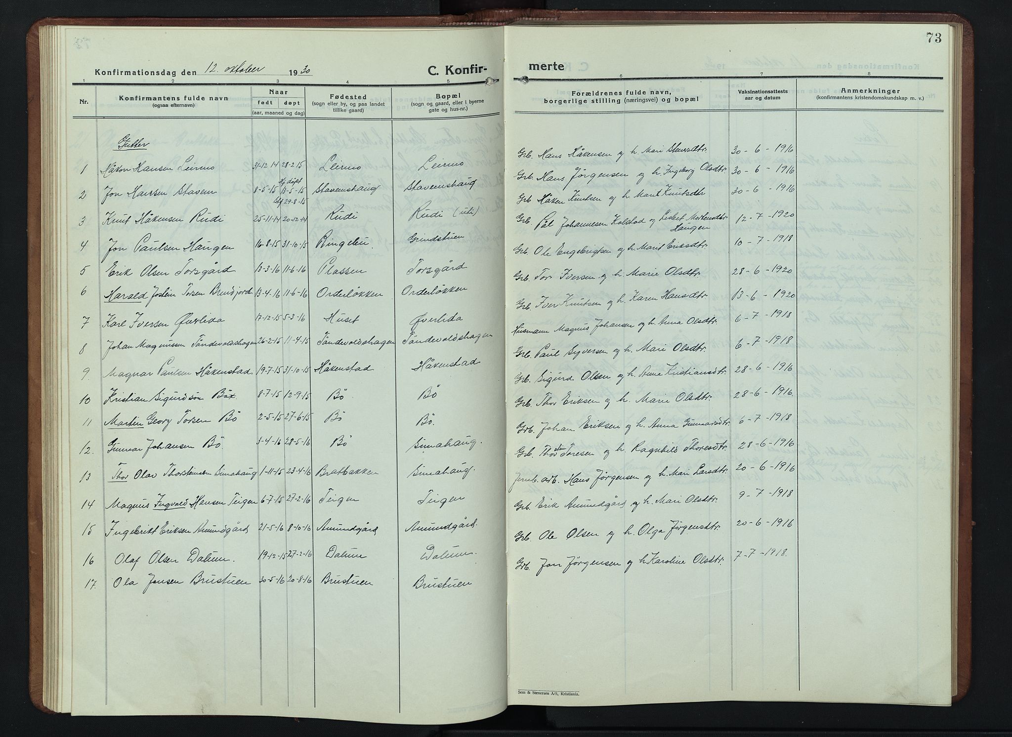 Lesja prestekontor, AV/SAH-PREST-068/H/Ha/Hab/L0009: Parish register (copy) no. 9, 1924-1947, p. 73