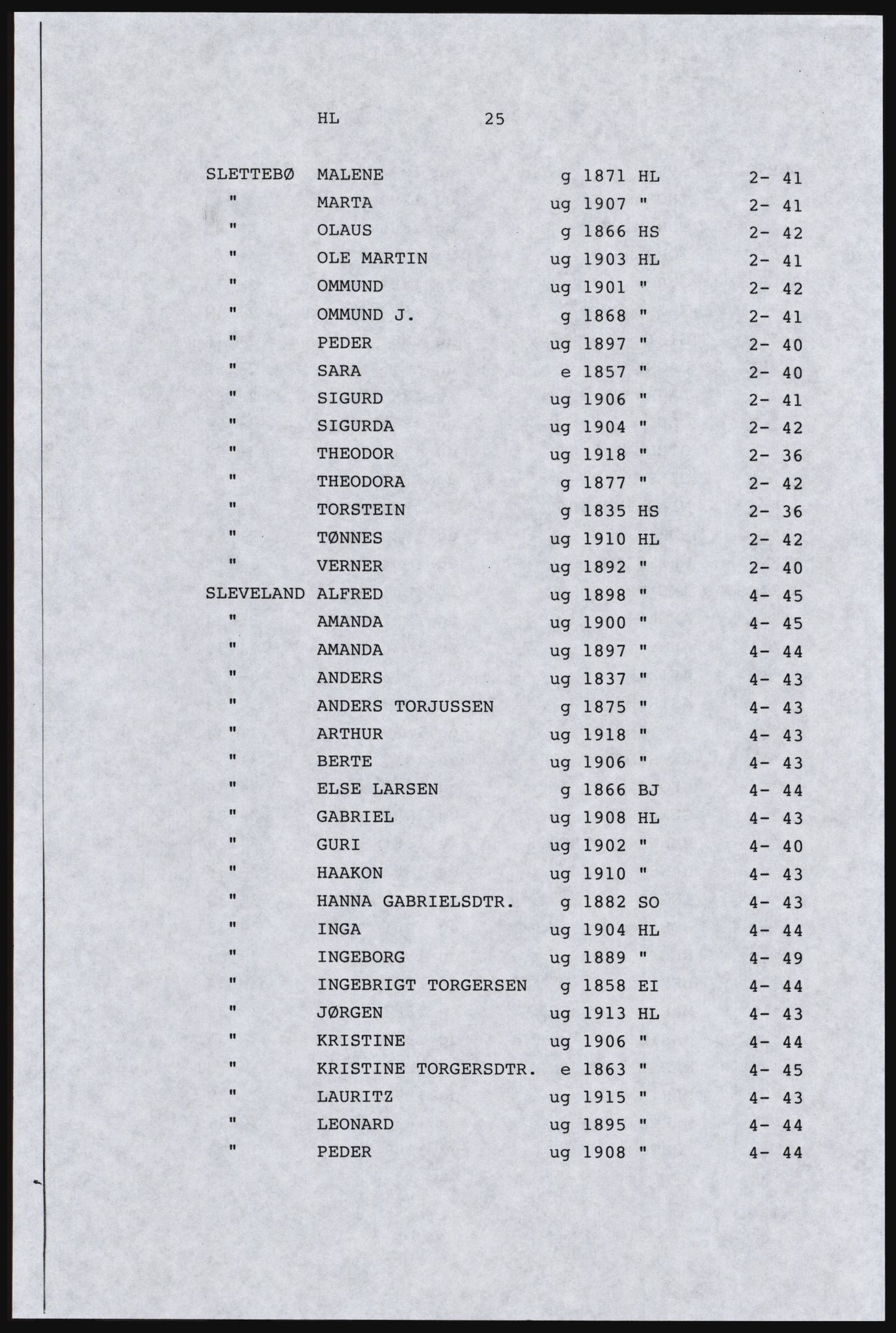 SAST, Copy of 1920 census for Dalane, 1920, p. 345