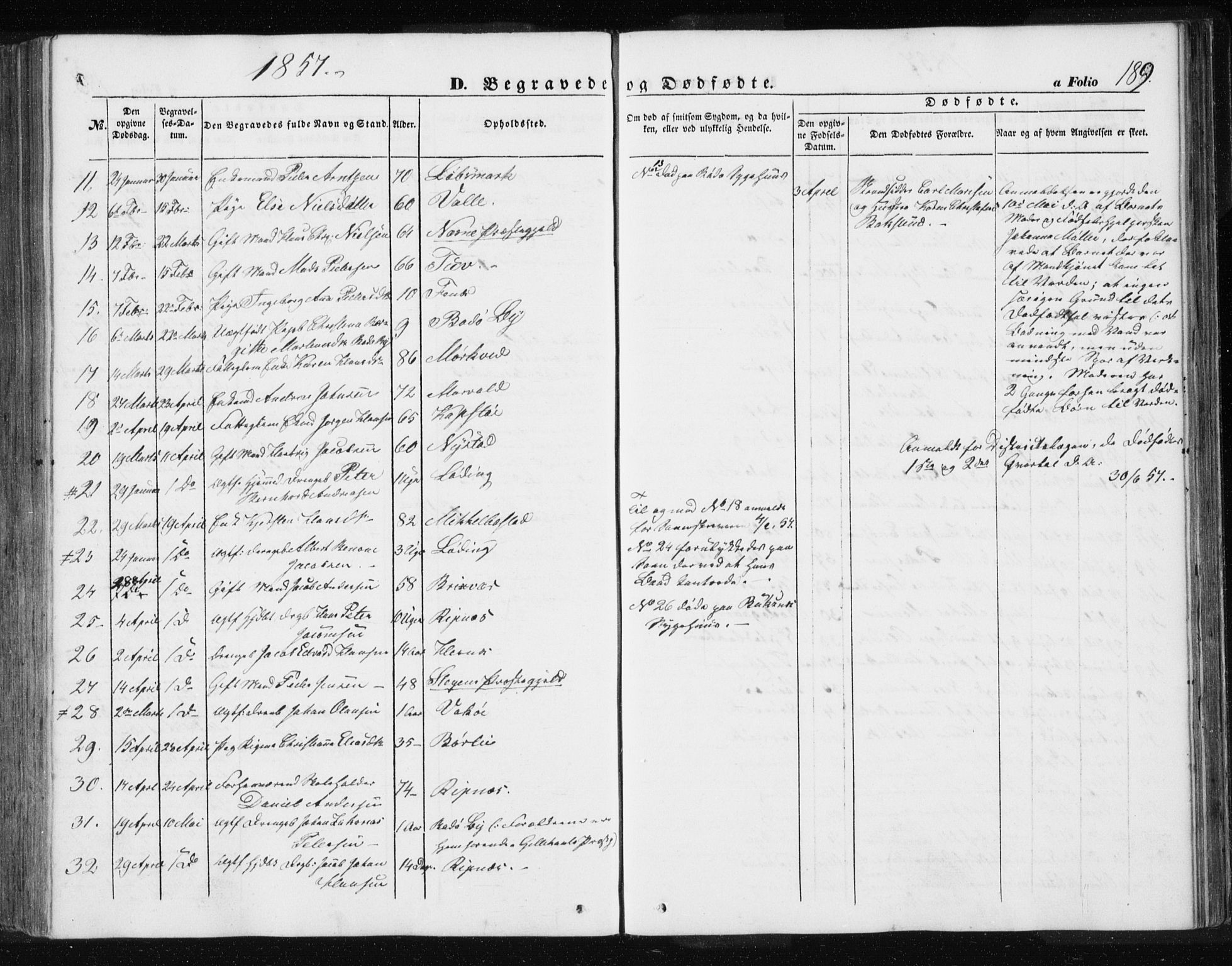 Ministerialprotokoller, klokkerbøker og fødselsregistre - Nordland, AV/SAT-A-1459/801/L0028: Parish register (copy) no. 801C03, 1855-1867, p. 189