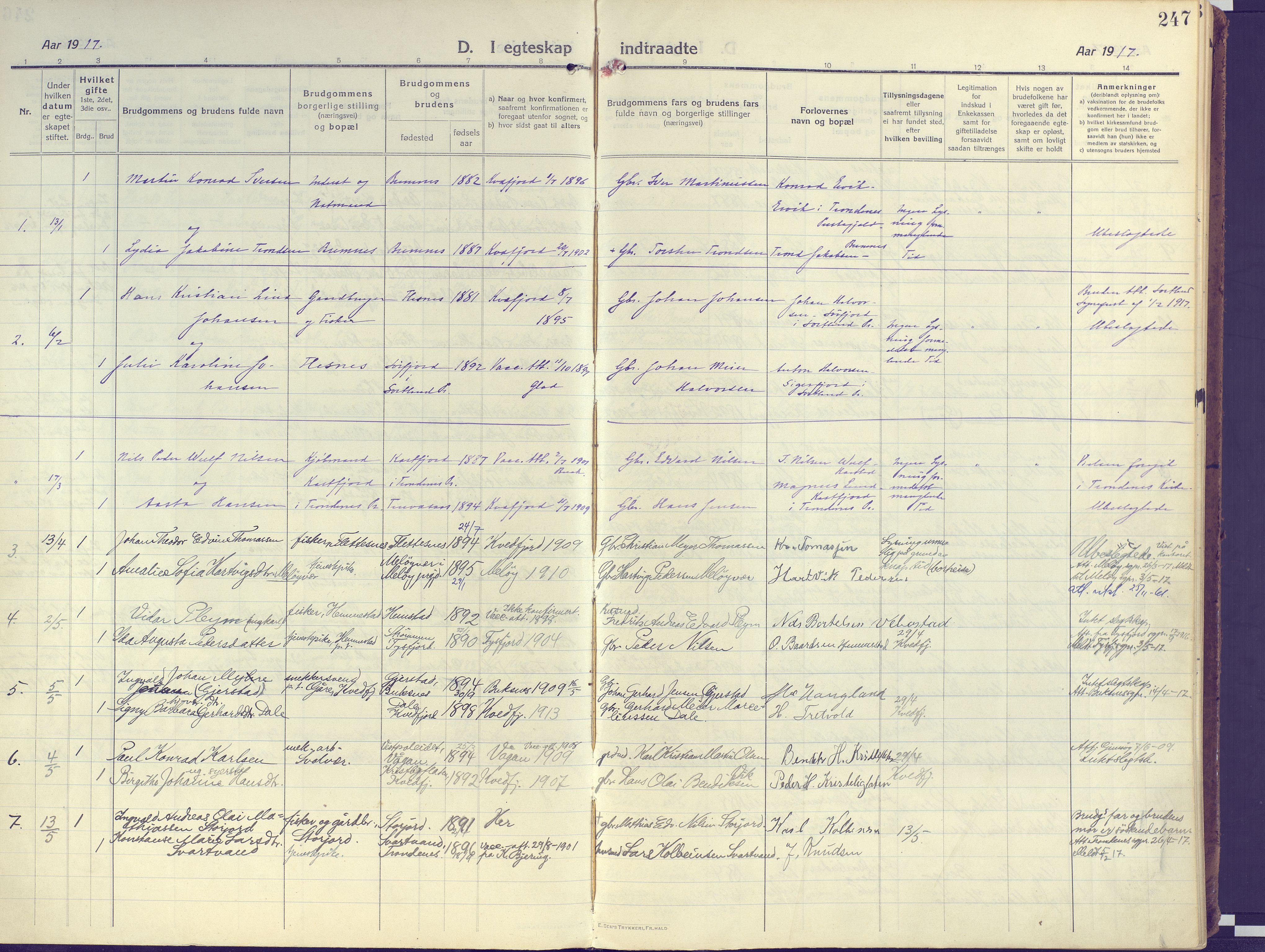 Kvæfjord sokneprestkontor, AV/SATØ-S-1323/G/Ga/Gaa/L0007kirke: Parish register (official) no. 7, 1915-1931, p. 247