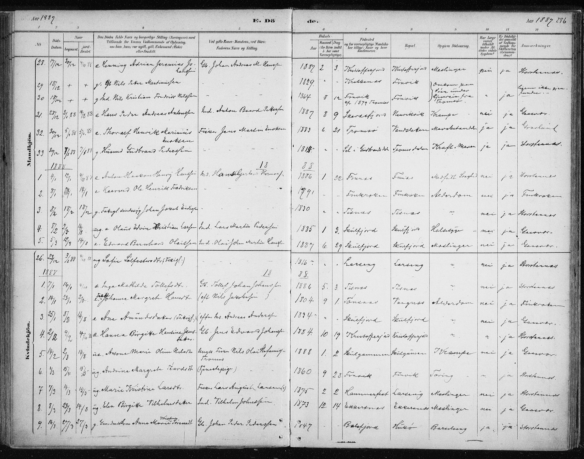 Tromsøysund sokneprestkontor, SATØ/S-1304/G/Ga/L0004kirke: Parish register (official) no. 4, 1880-1888, p. 256