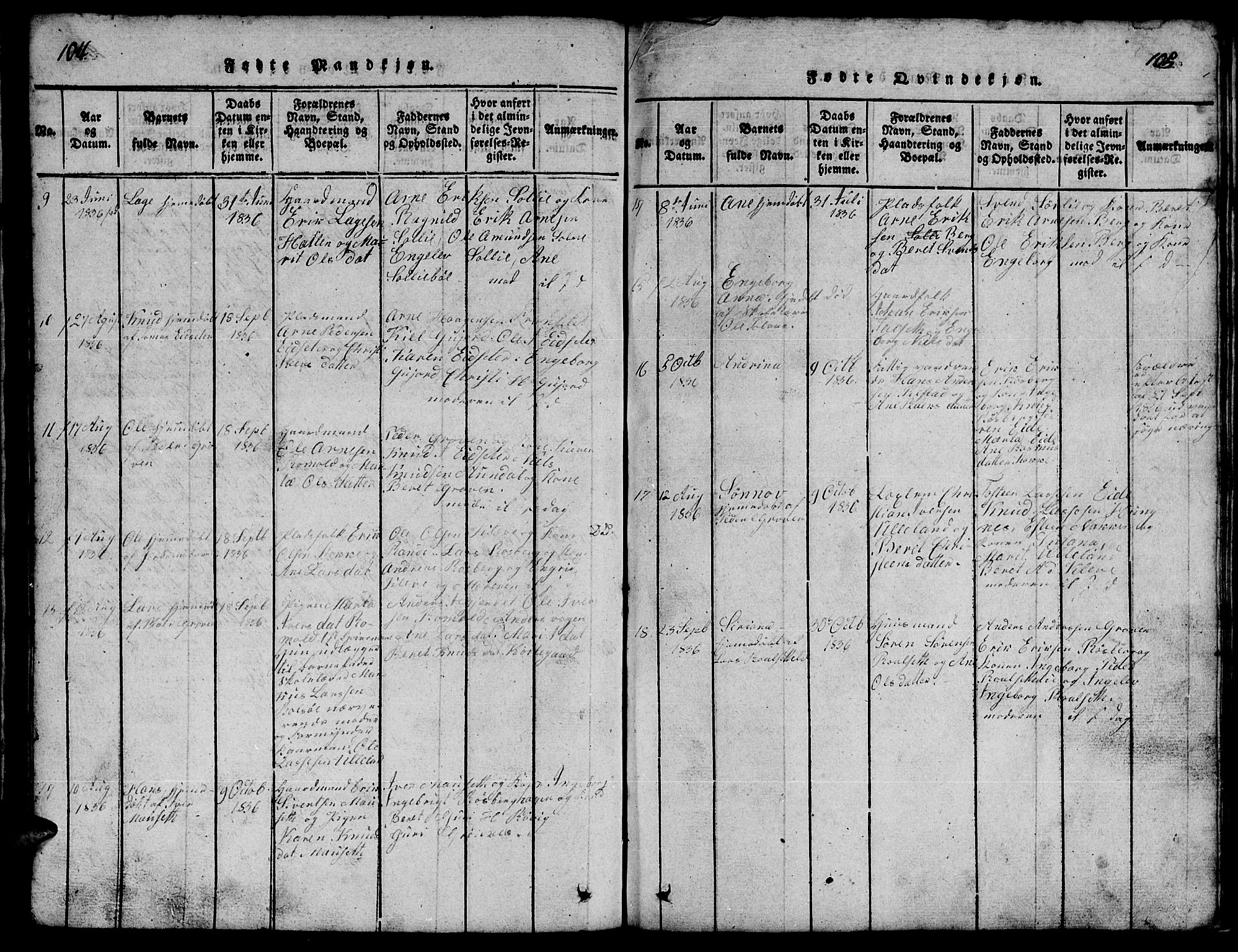 Ministerialprotokoller, klokkerbøker og fødselsregistre - Møre og Romsdal, AV/SAT-A-1454/557/L0683: Parish register (copy) no. 557C01, 1818-1862, p. 104-105