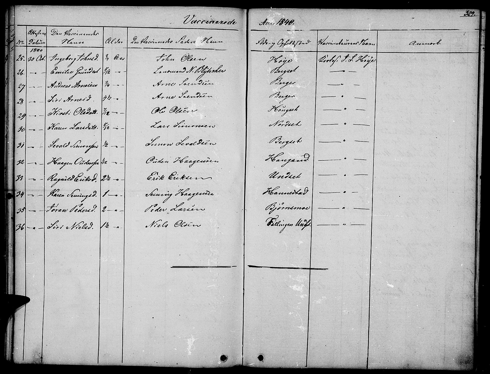 Rendalen prestekontor, AV/SAH-PREST-054/H/Ha/Haa/L0004: Parish register (official) no. 4, 1829-1852, p. 329