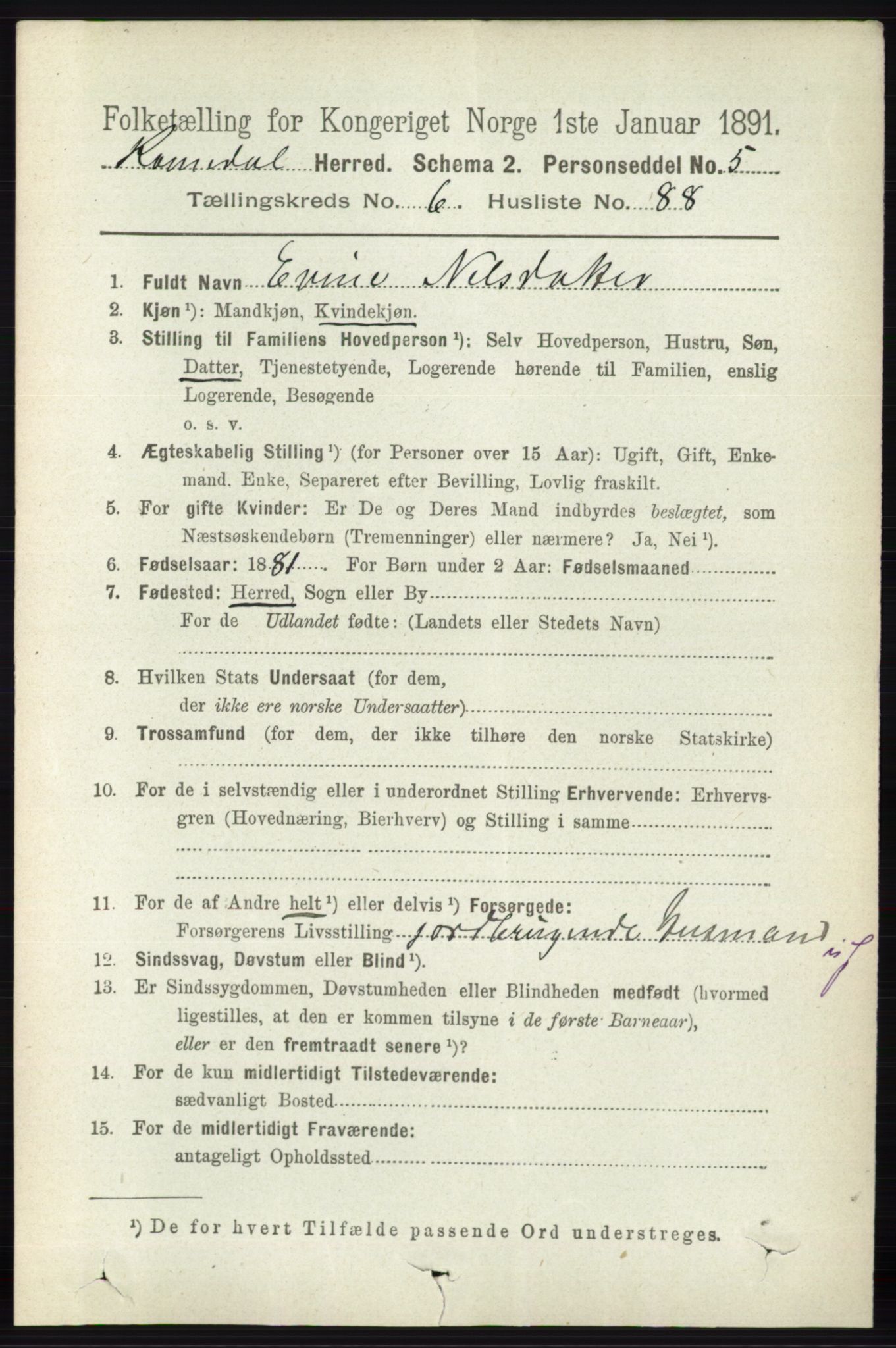 RA, 1891 census for 0416 Romedal, 1891, p. 3473