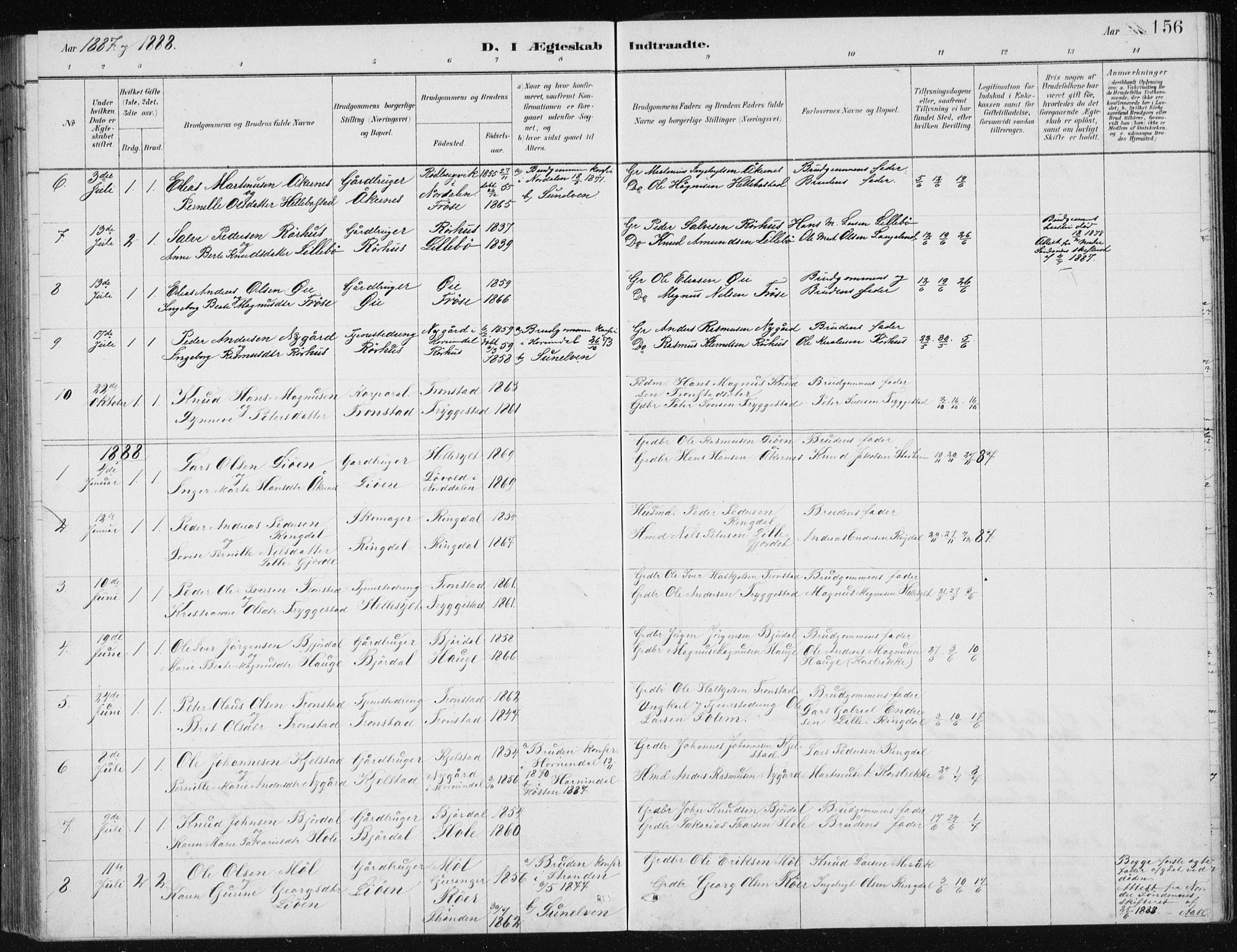 Ministerialprotokoller, klokkerbøker og fødselsregistre - Møre og Romsdal, SAT/A-1454/517/L0230: Parish register (copy) no. 517C03, 1879-1912, p. 156