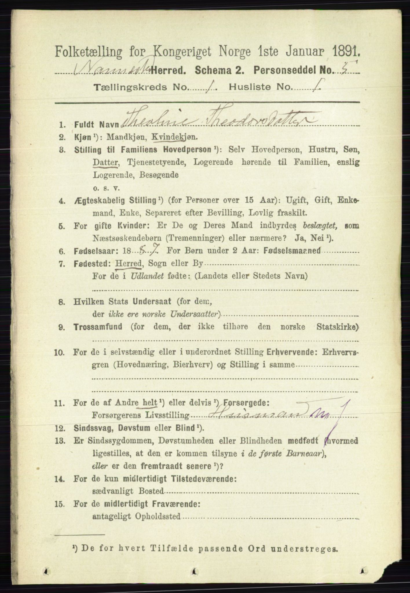 RA, 1891 census for 0238 Nannestad, 1891, p. 125