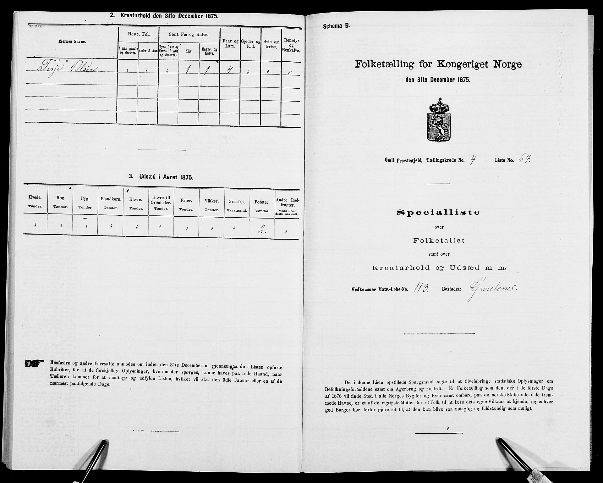 SAK, 1875 census for 0929P Åmli, 1875, p. 391