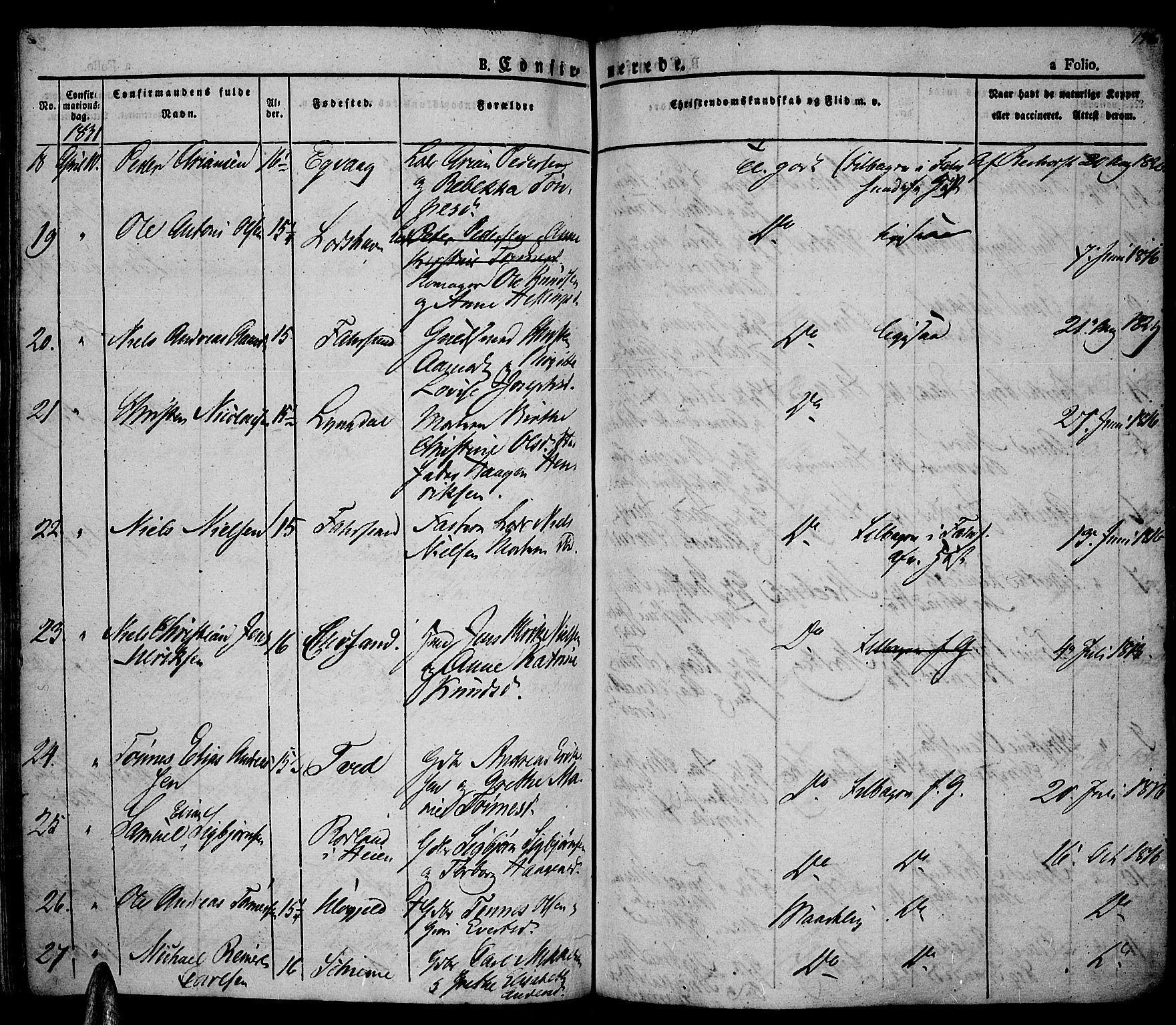 Lista sokneprestkontor, AV/SAK-1111-0027/F/Fa/L0008: Parish register (official) no. A 8, 1823-1835, p. 196