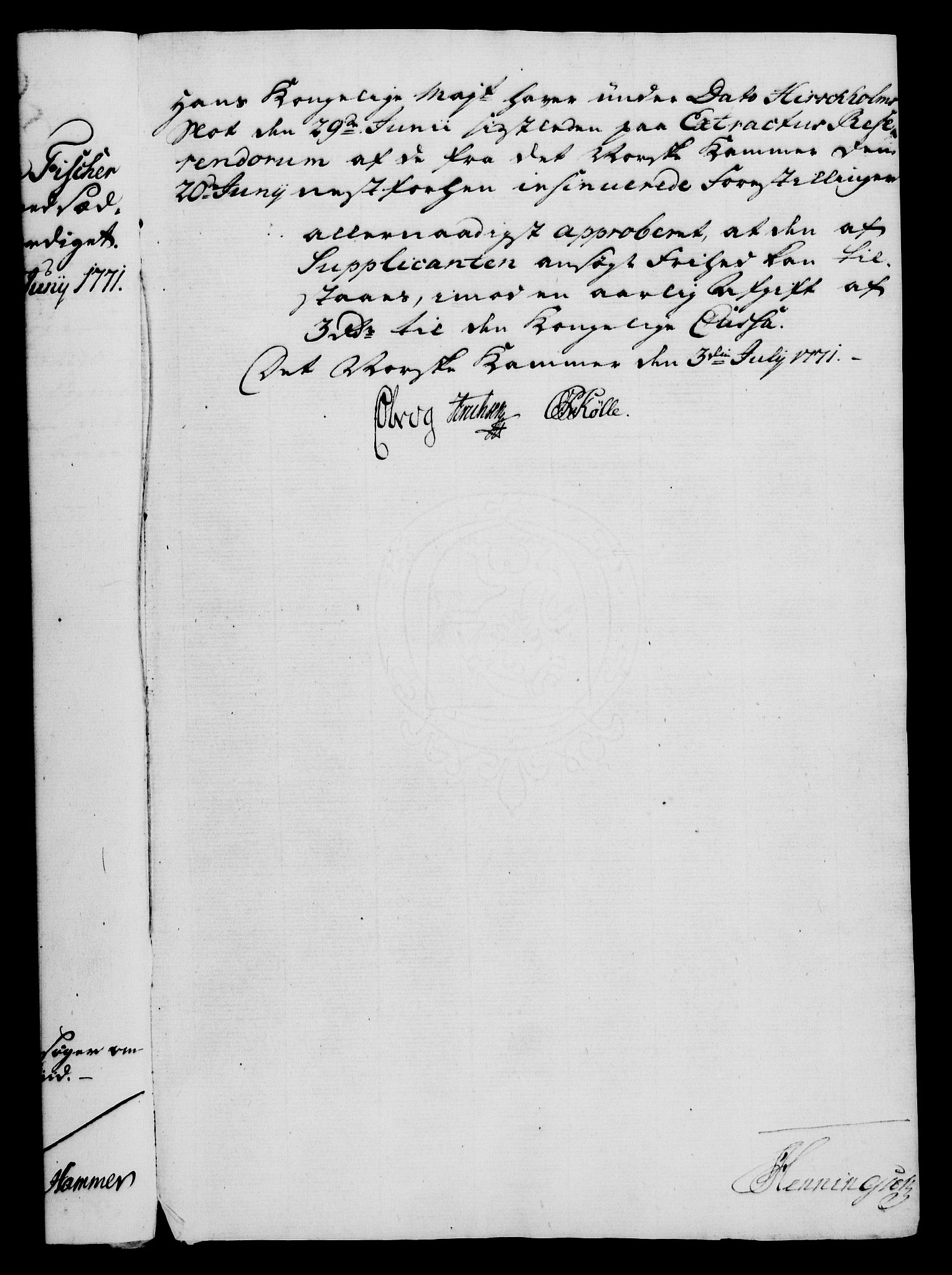 Rentekammeret, Kammerkanselliet, RA/EA-3111/G/Gf/Gfa/L0054: Norsk relasjons- og resolusjonsprotokoll (merket RK 52.54), 1771-1772, p. 37