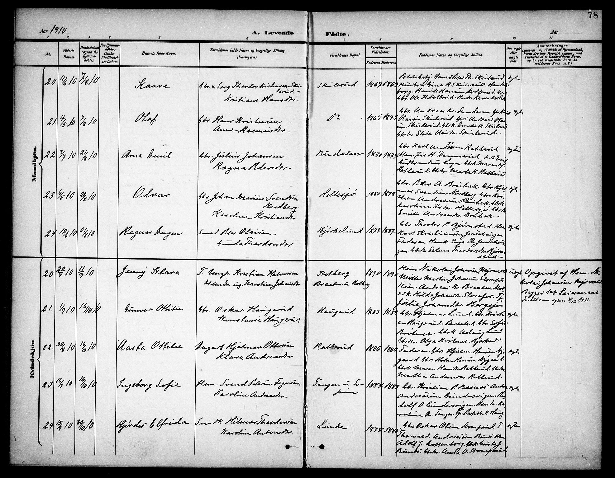 Høland prestekontor Kirkebøker, AV/SAO-A-10346a/F/Fb/L0003: Parish register (official) no. II 3, 1897-1912, p. 78