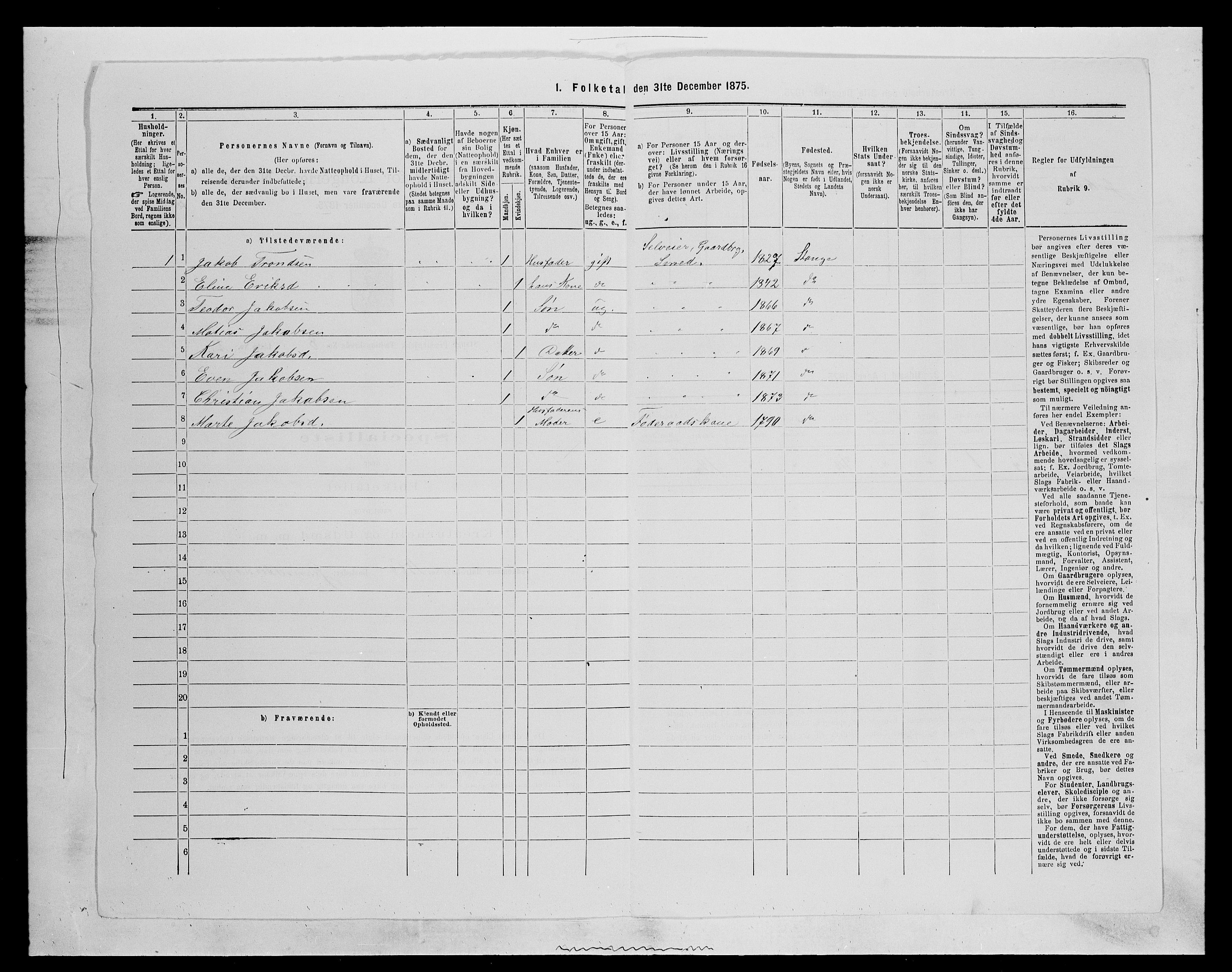 SAH, 1875 census for 0417P Stange, 1875, p. 1284