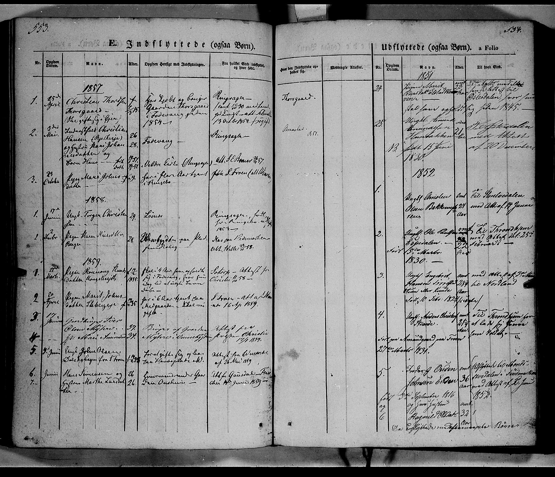 Ringebu prestekontor, SAH/PREST-082/H/Ha/Haa/L0006: Parish register (official) no. 6, 1848-1859, p. 553-554