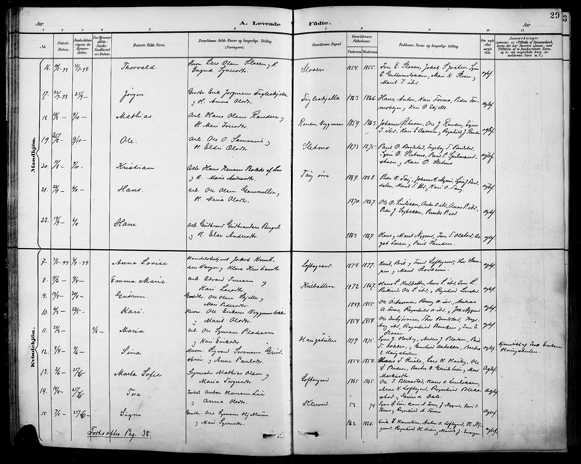 Sel prestekontor, AV/SAH-PREST-074/H/Ha/Hab/L0001: Parish register (copy) no. 1, 1894-1923, p. 29