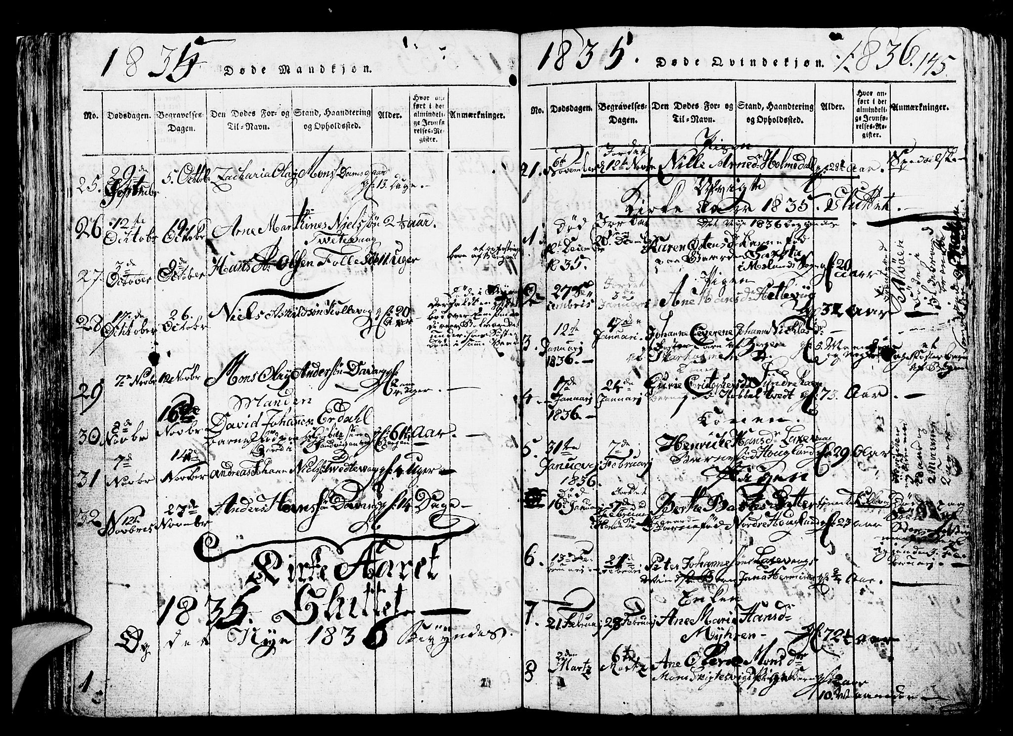 Askøy Sokneprestembete, SAB/A-74101/H/Ha/Hab/Haba/L0002: Parish register (copy) no. A 2, 1815-1846, p. 145