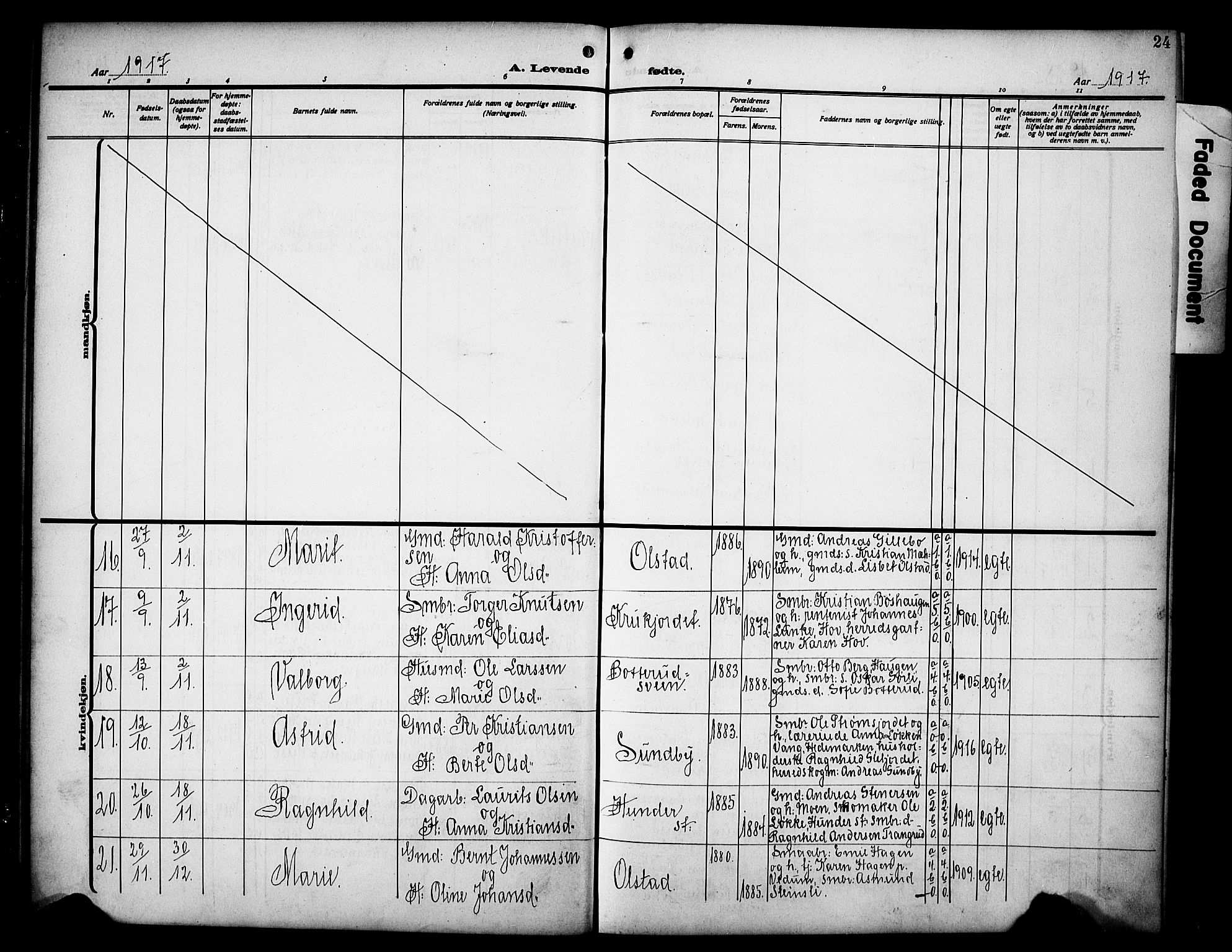 Øyer prestekontor, SAH/PREST-084/H/Ha/Hab/L0007: Parish register (copy) no. 7, 1913-1928, p. 24
