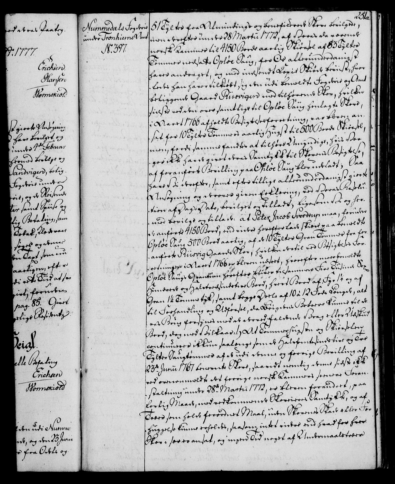 Rentekammeret, Kammerkanselliet, RA/EA-3111/G/Gg/Gga/L0010: Norsk ekspedisjonsprotokoll med register (merket RK 53.10), 1773-1778, p. 251