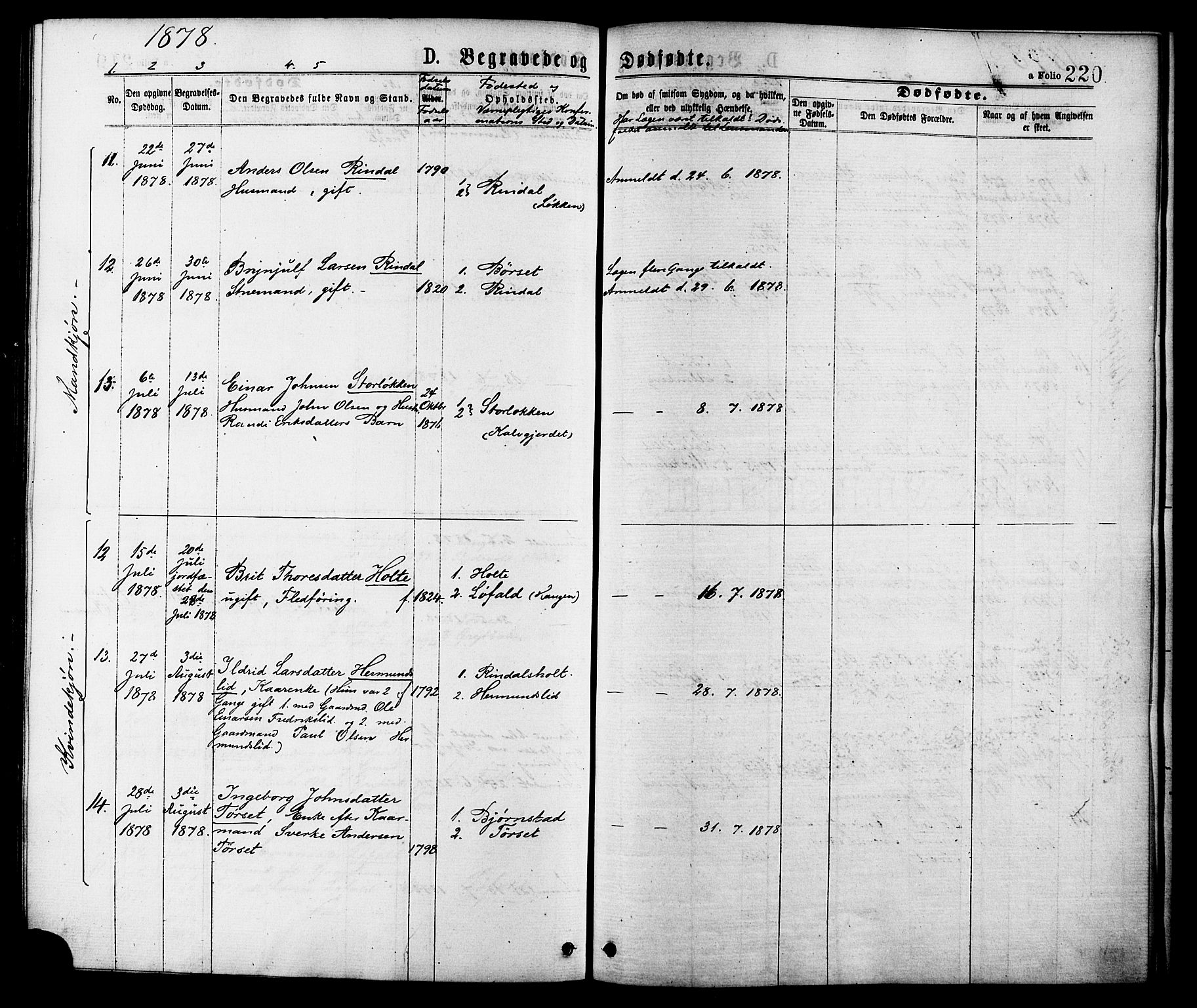 Ministerialprotokoller, klokkerbøker og fødselsregistre - Møre og Romsdal, AV/SAT-A-1454/598/L1068: Parish register (official) no. 598A02, 1872-1881, p. 220