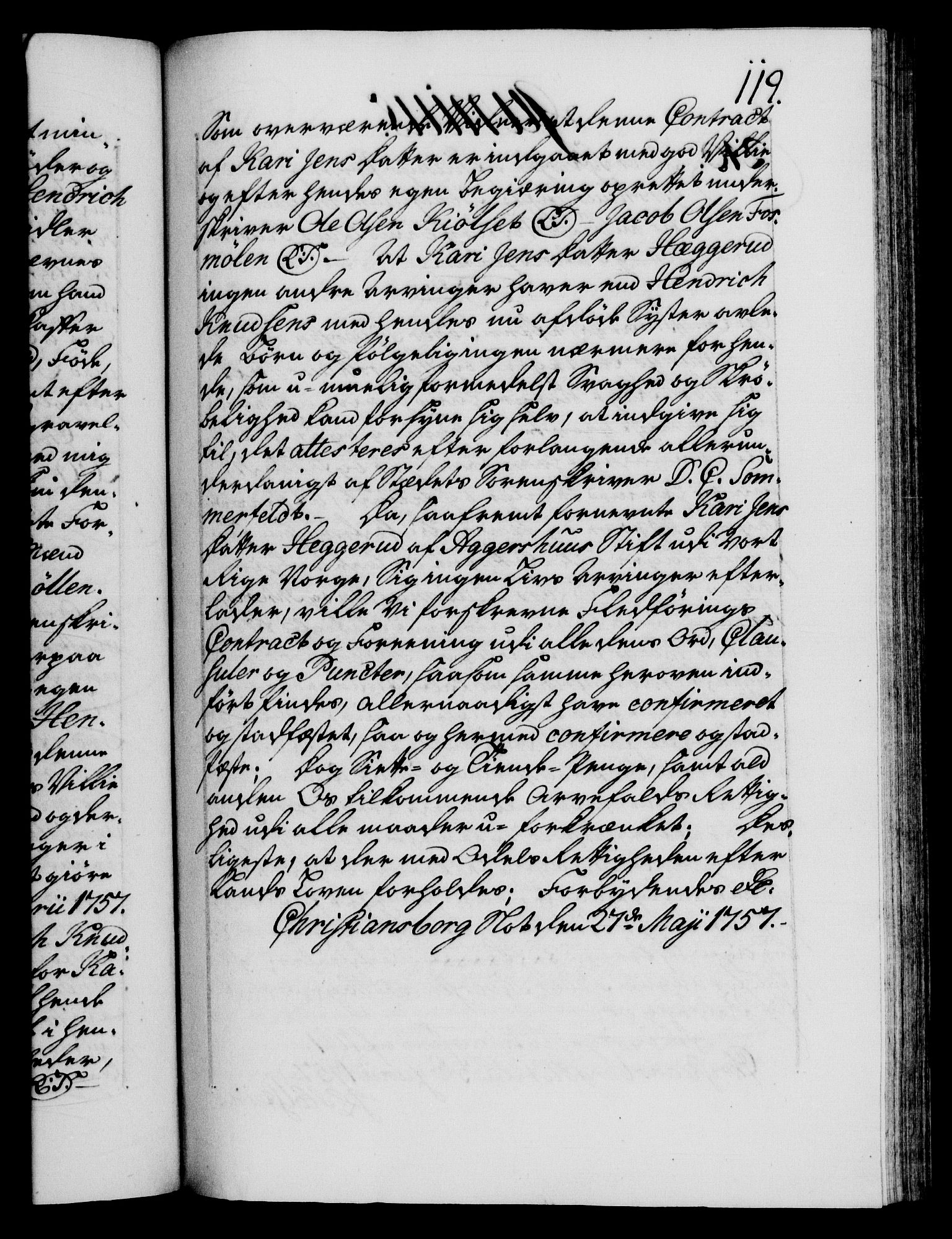 Danske Kanselli 1572-1799, AV/RA-EA-3023/F/Fc/Fca/Fcaa/L0040: Norske registre, 1757-1759, p. 119a