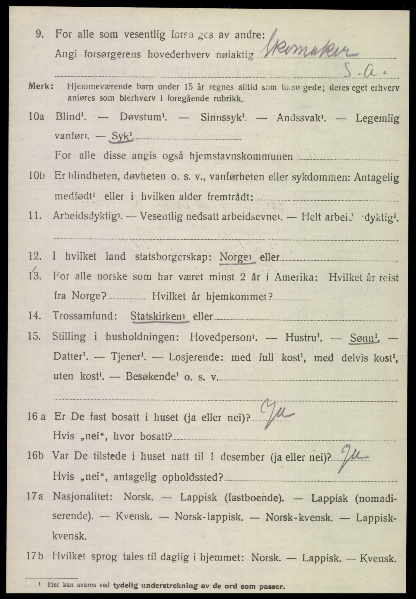 SAT, 1920 census for Meløy, 1920, p. 3456