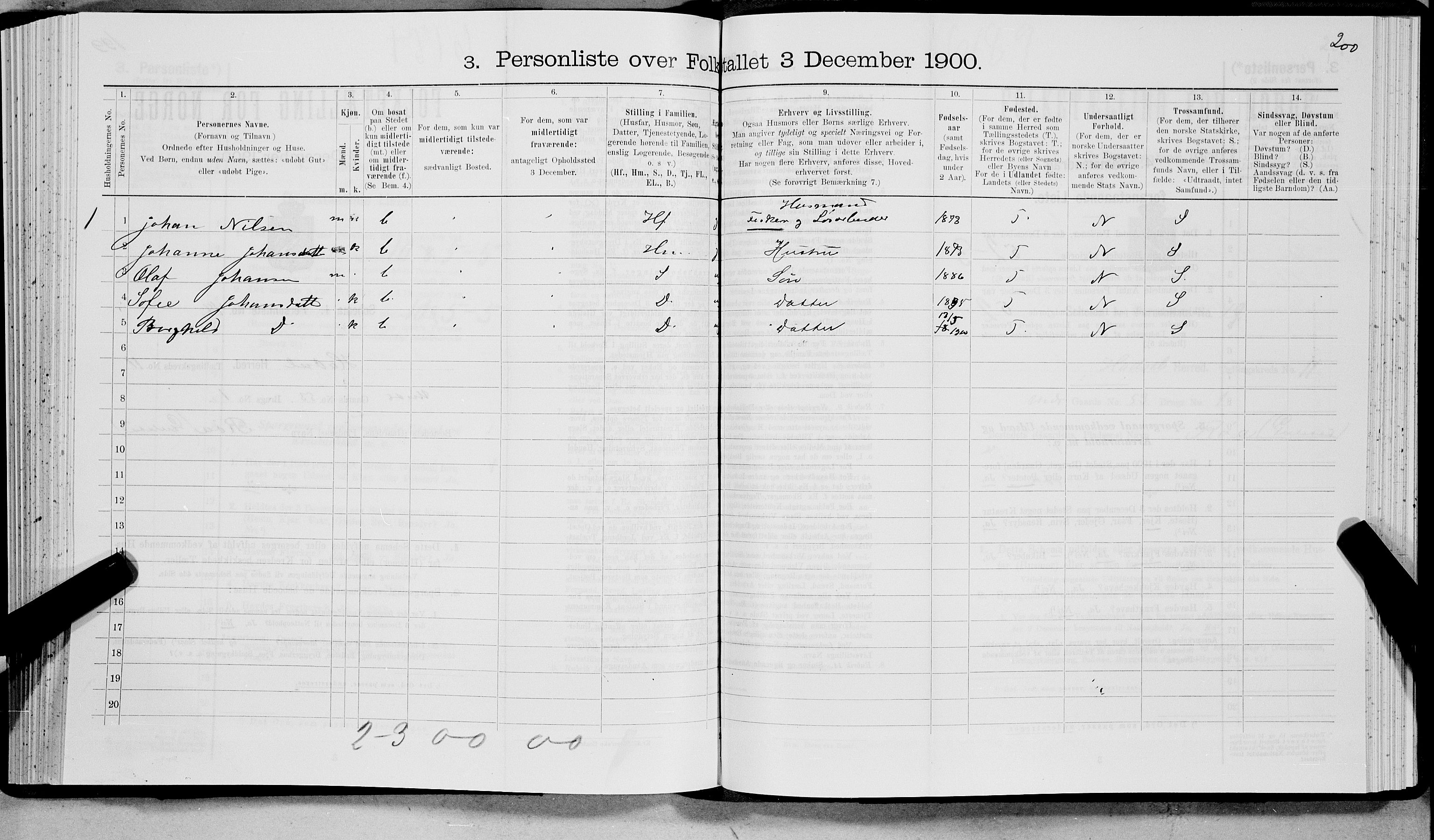 SAT, 1900 census for Hadsel, 1900, p. 1010