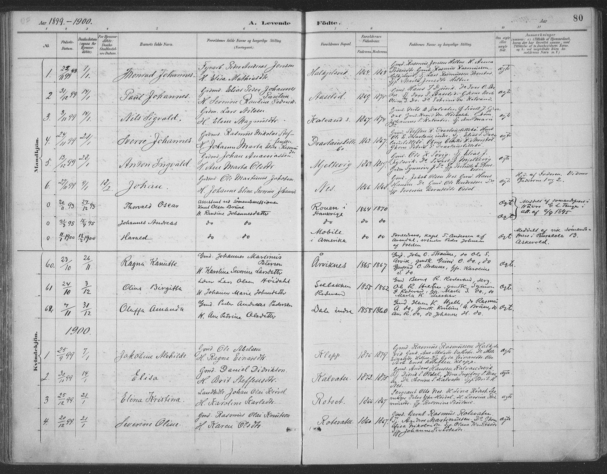 Ministerialprotokoller, klokkerbøker og fødselsregistre - Møre og Romsdal, AV/SAT-A-1454/511/L0142: Parish register (official) no. 511A09, 1891-1905, p. 80