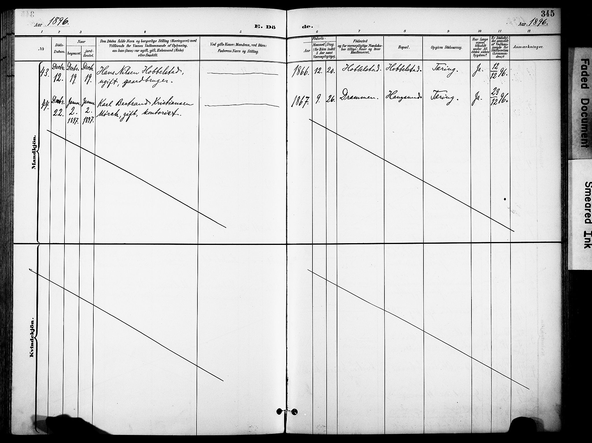 Eiker kirkebøker, AV/SAKO-A-4/F/Fb/L0003: Parish register (official) no. II 3, 1896-1942, p. 345