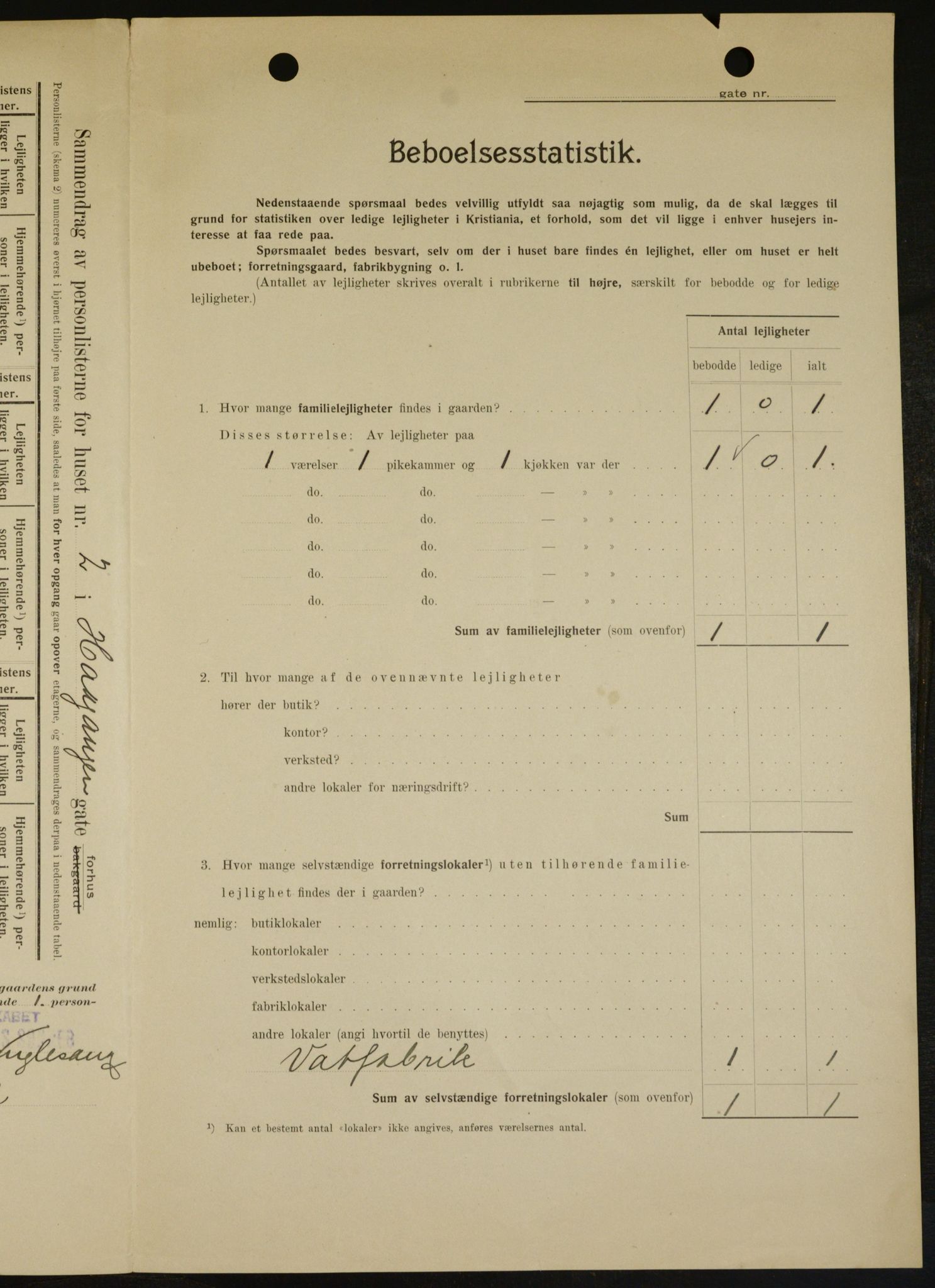 OBA, Municipal Census 1909 for Kristiania, 1909, p. 38790