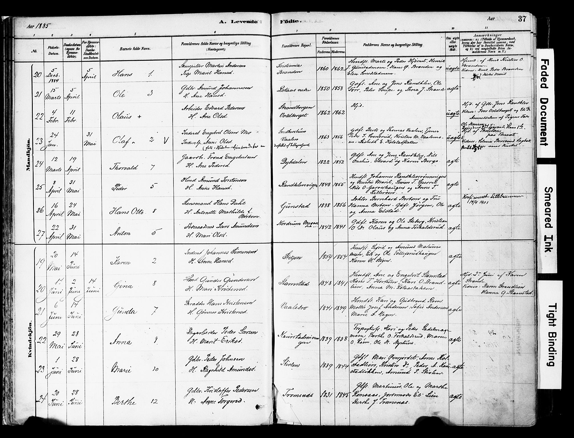 Ringebu prestekontor, AV/SAH-PREST-082/H/Ha/Haa/L0008: Parish register (official) no. 8, 1878-1898, p. 37