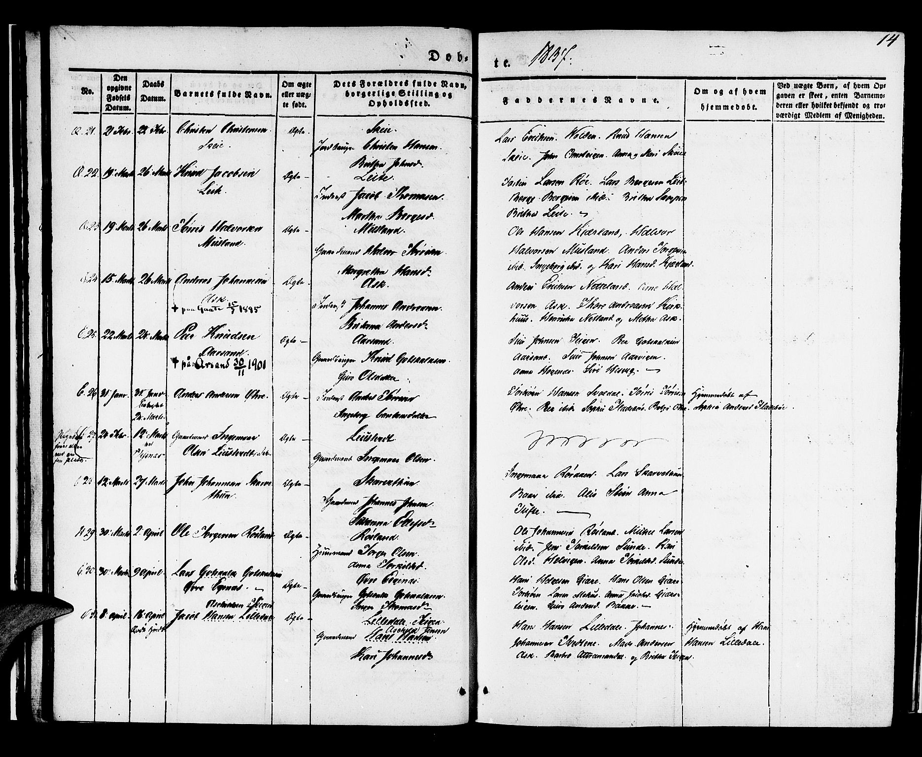 Kvinnherad sokneprestembete, AV/SAB-A-76401/H/Haa: Parish register (official) no. A 6, 1835-1843, p. 14