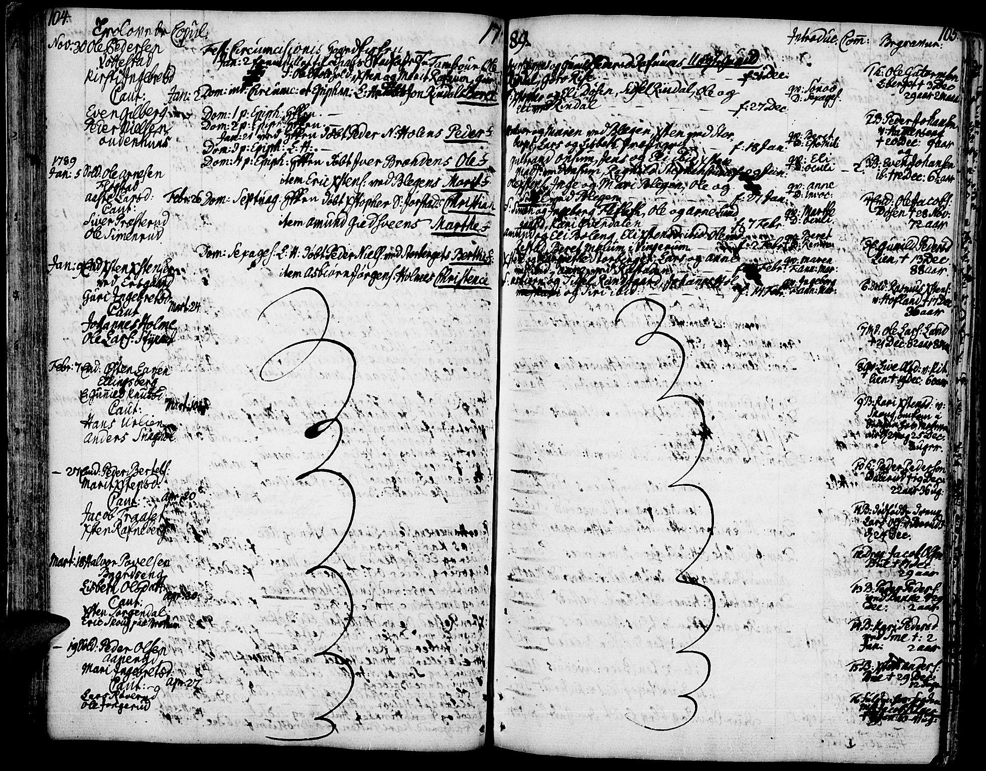 Fåberg prestekontor, SAH/PREST-086/H/Ha/Haa/L0002: Parish register (official) no. 2, 1775-1818, p. 104-105