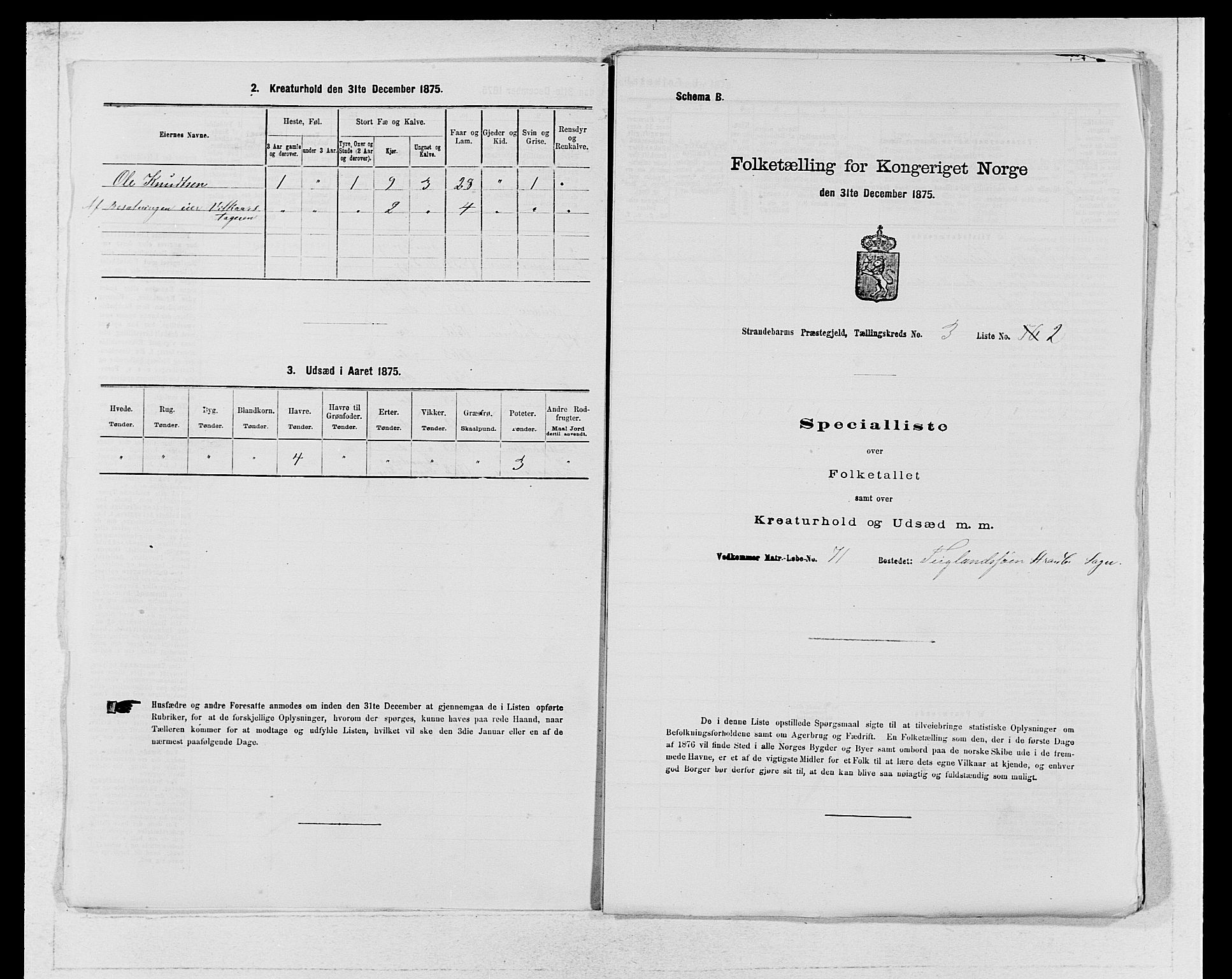 SAB, 1875 census for 1226P Strandebarm, 1875, p. 454