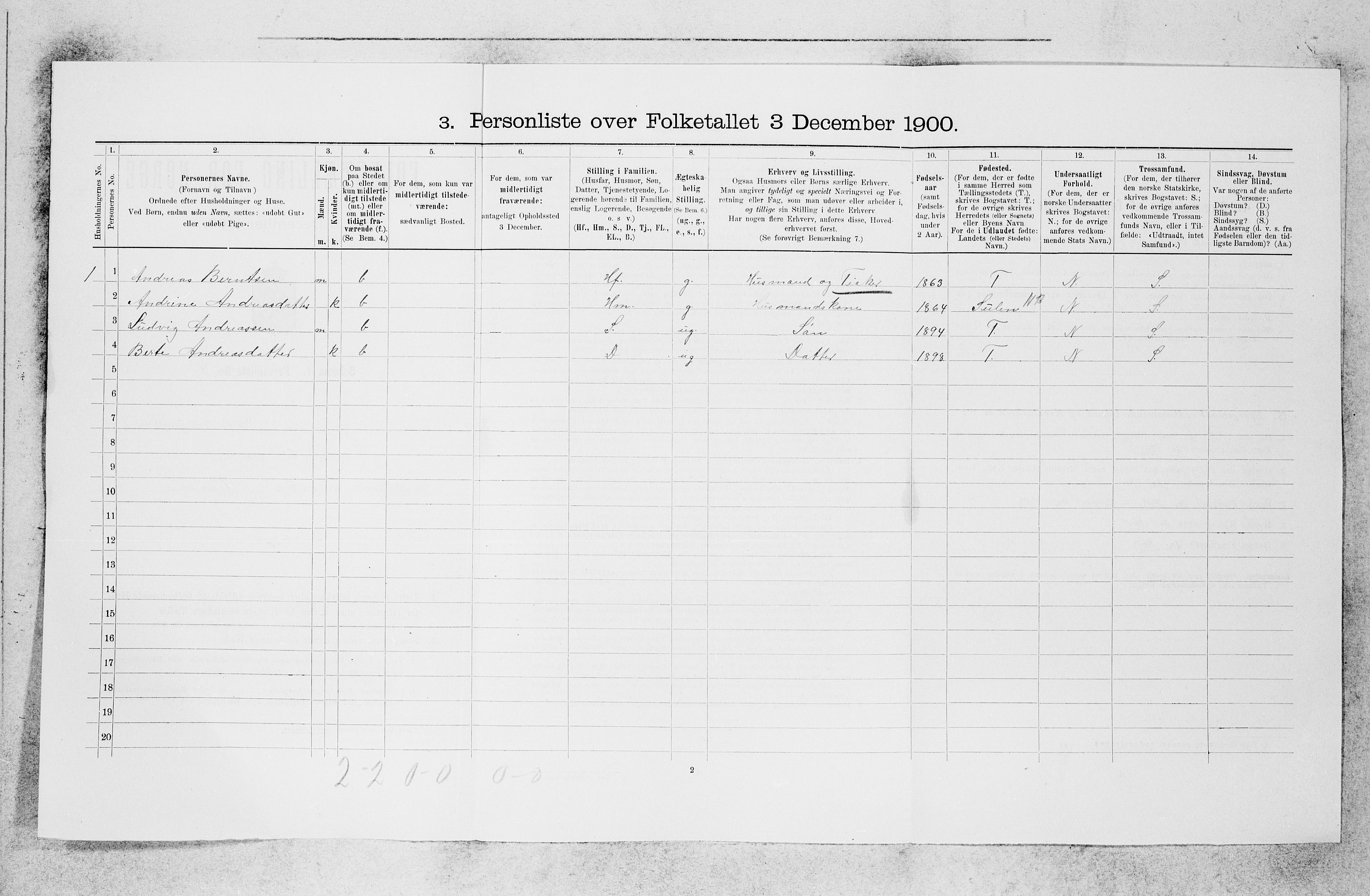 SAB, 1900 census for Askvoll, 1900, p. 67