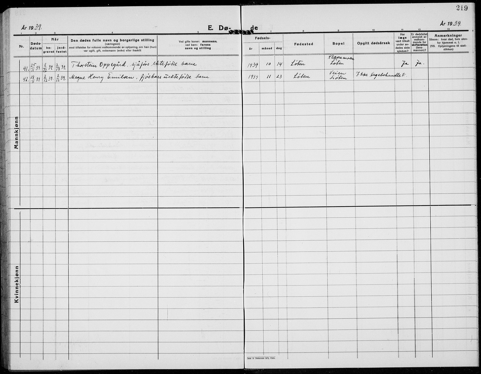 Løten prestekontor, AV/SAH-PREST-022/L/La/L0009: Parish register (copy) no. 9, 1930-1939, p. 219