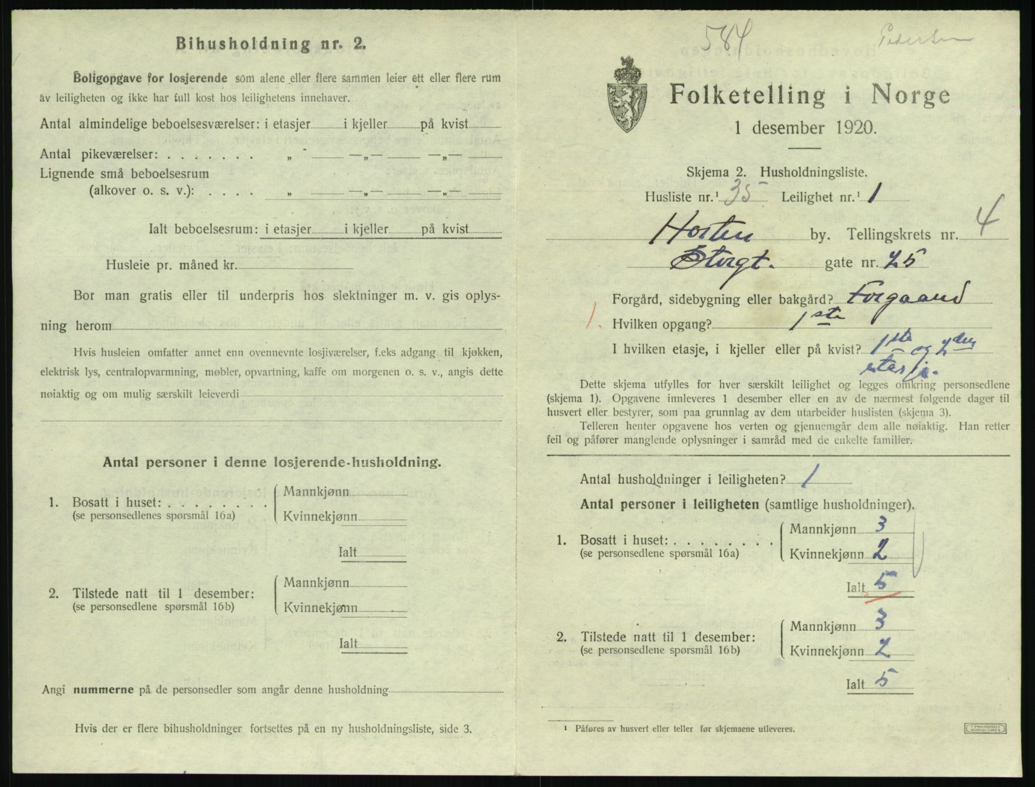 SAKO, 1920 census for Horten, 1920, p. 4963