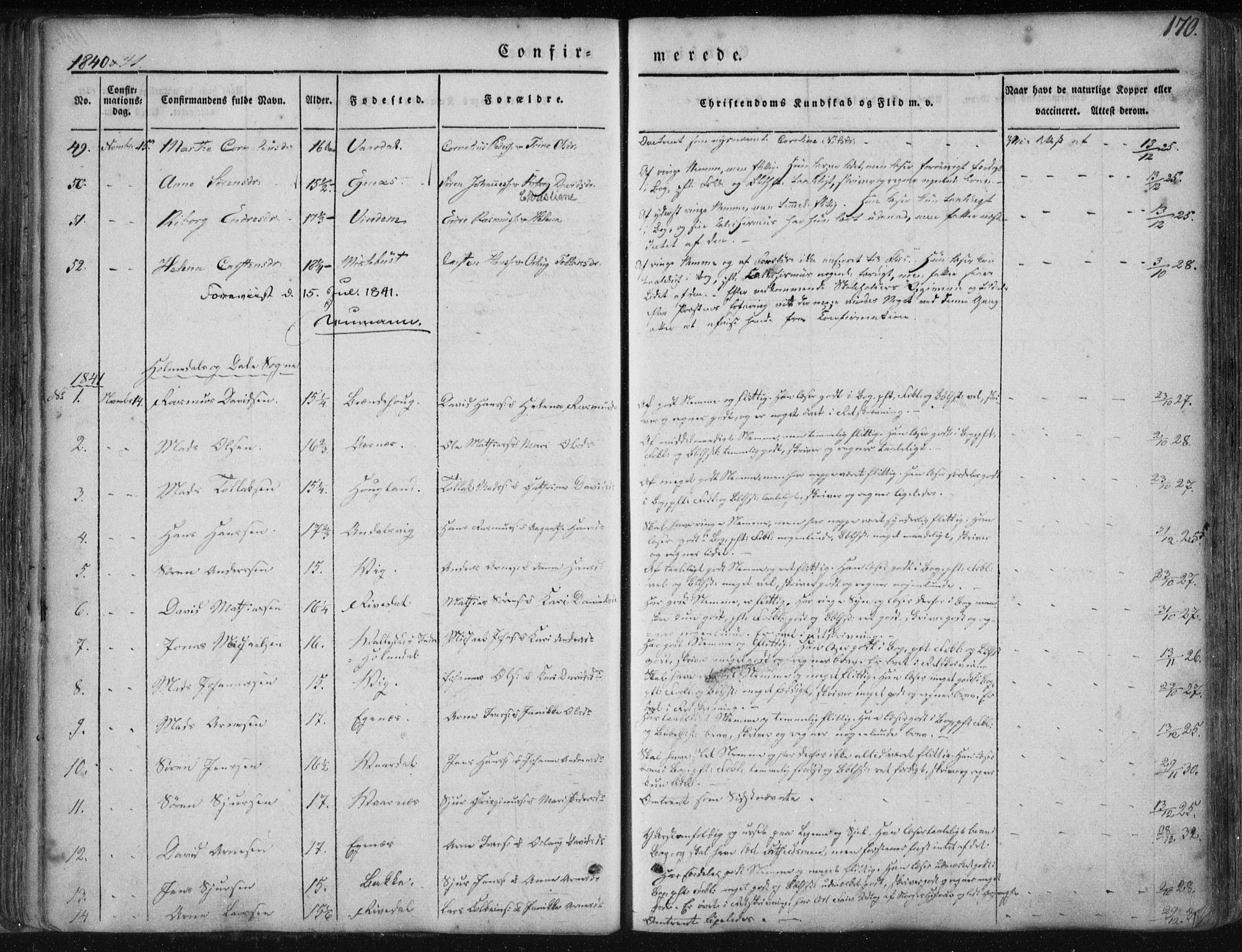 Fjaler sokneprestembete, AV/SAB-A-79801/H/Haa/Haaa/L0006: Parish register (official) no. A 6, 1835-1884, p. 170