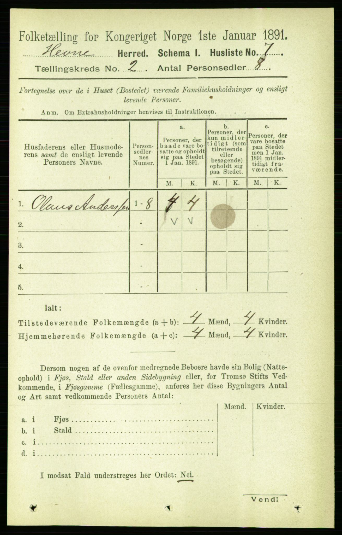 RA, 1891 census for 1612 Hemne, 1891, p. 628