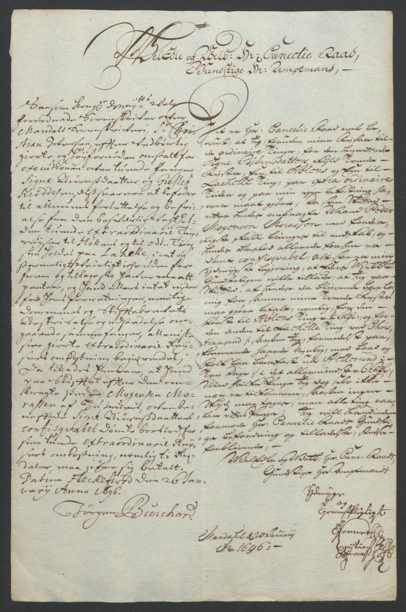 Rentekammeret inntil 1814, Reviderte regnskaper, Fogderegnskap, AV/RA-EA-4092/R43/L2545: Fogderegnskap Lista og Mandal, 1694-1695, p. 359