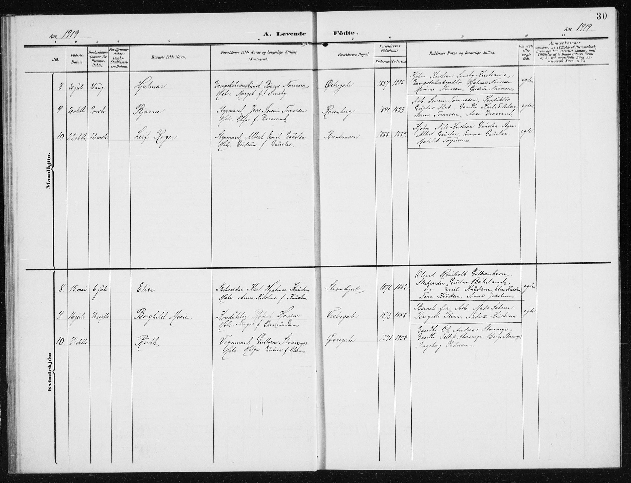 Vestre Moland sokneprestkontor, AV/SAK-1111-0046/F/Fb/Fba/L0002: Parish register (copy) no. B 2, 1904-1934, p. 30