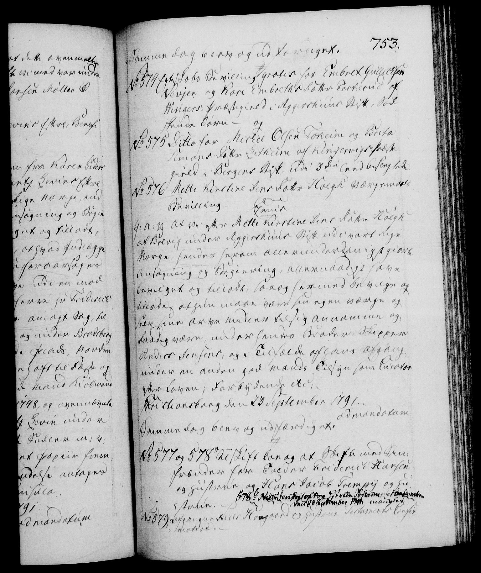 Danske Kanselli 1572-1799, AV/RA-EA-3023/F/Fc/Fca/Fcaa/L0053: Norske registre, 1790-1791, p. 753a