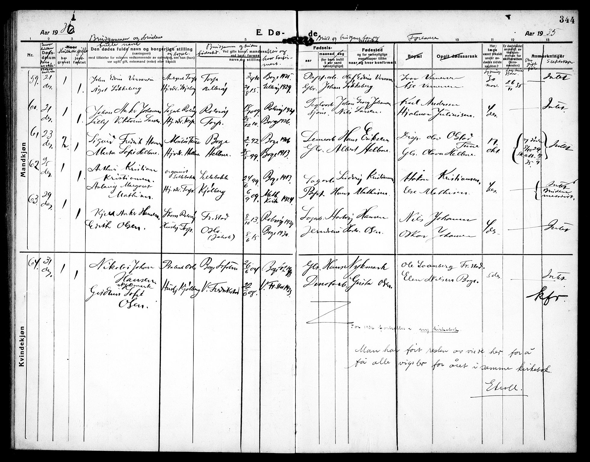 Borge prestekontor Kirkebøker, SAO/A-10903/G/Ga/L0003: Parish register (copy) no. I 3, 1918-1939, p. 344