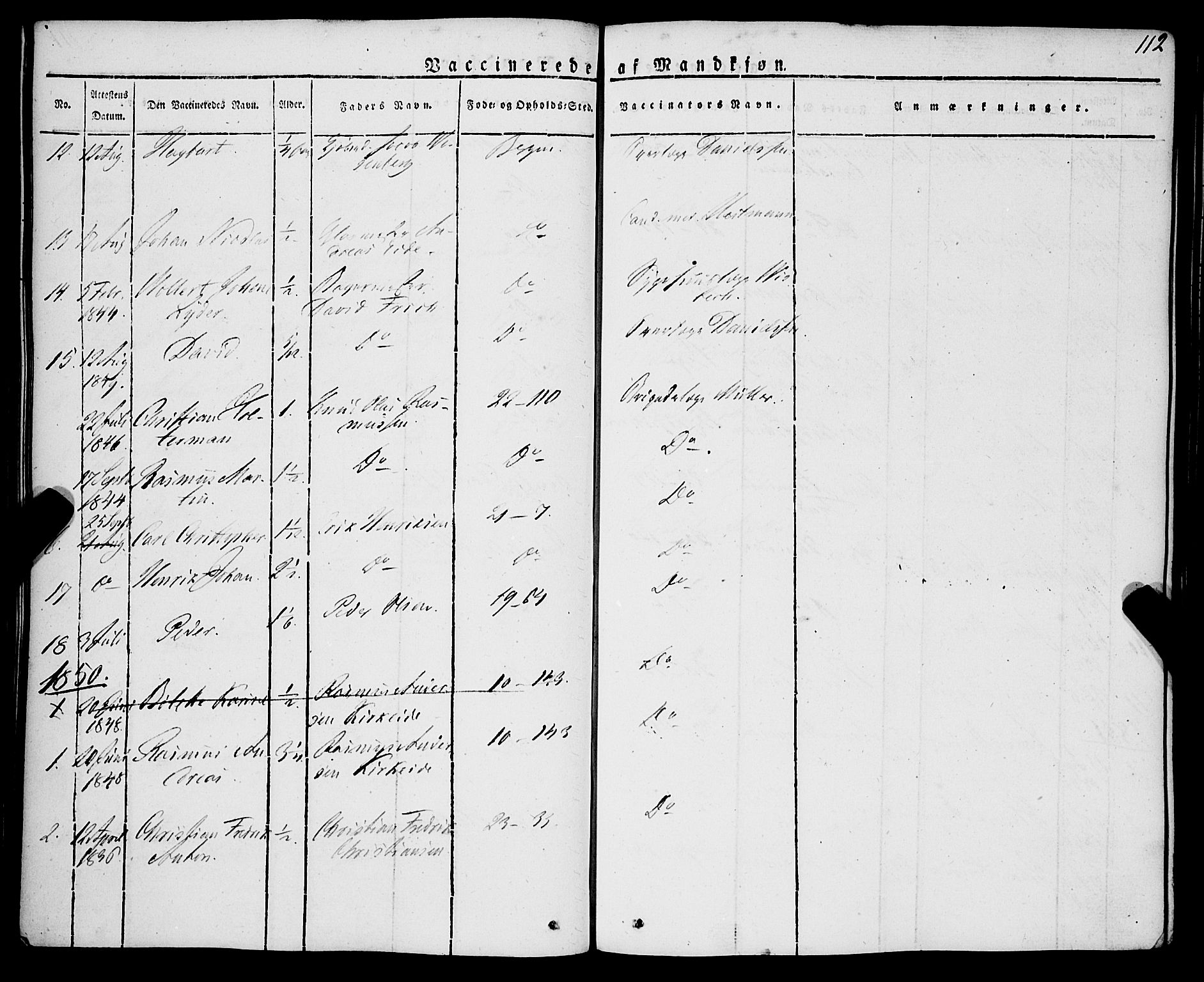 Korskirken sokneprestembete, AV/SAB-A-76101/H/Haa/L0050: Parish register (official) no. F 1, 1821-1869, p. 112