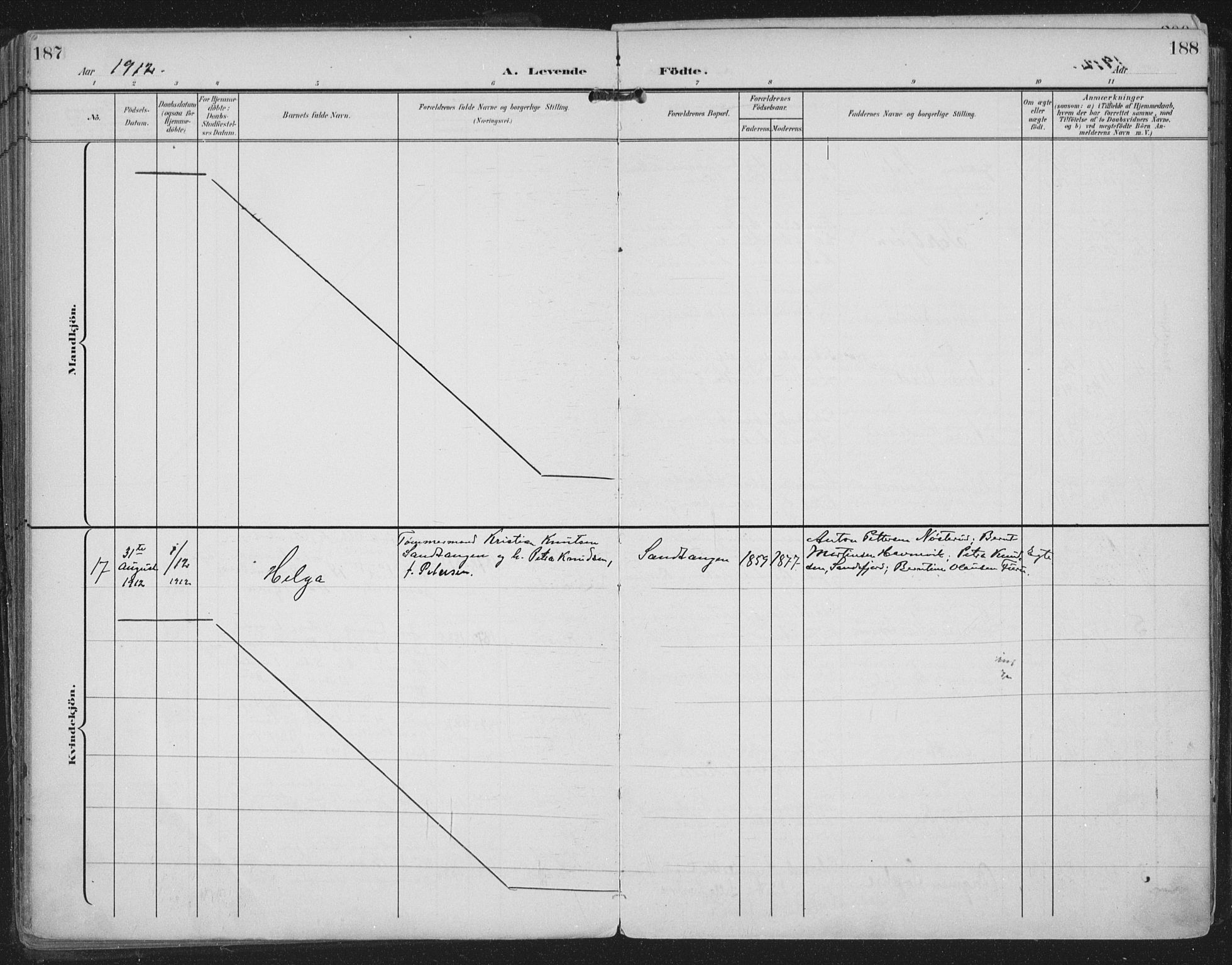 Strømm kirkebøker, AV/SAKO-A-322/F/Fa/L0005: Parish register (official) no. I 5, 1898-1919, p. 187-188